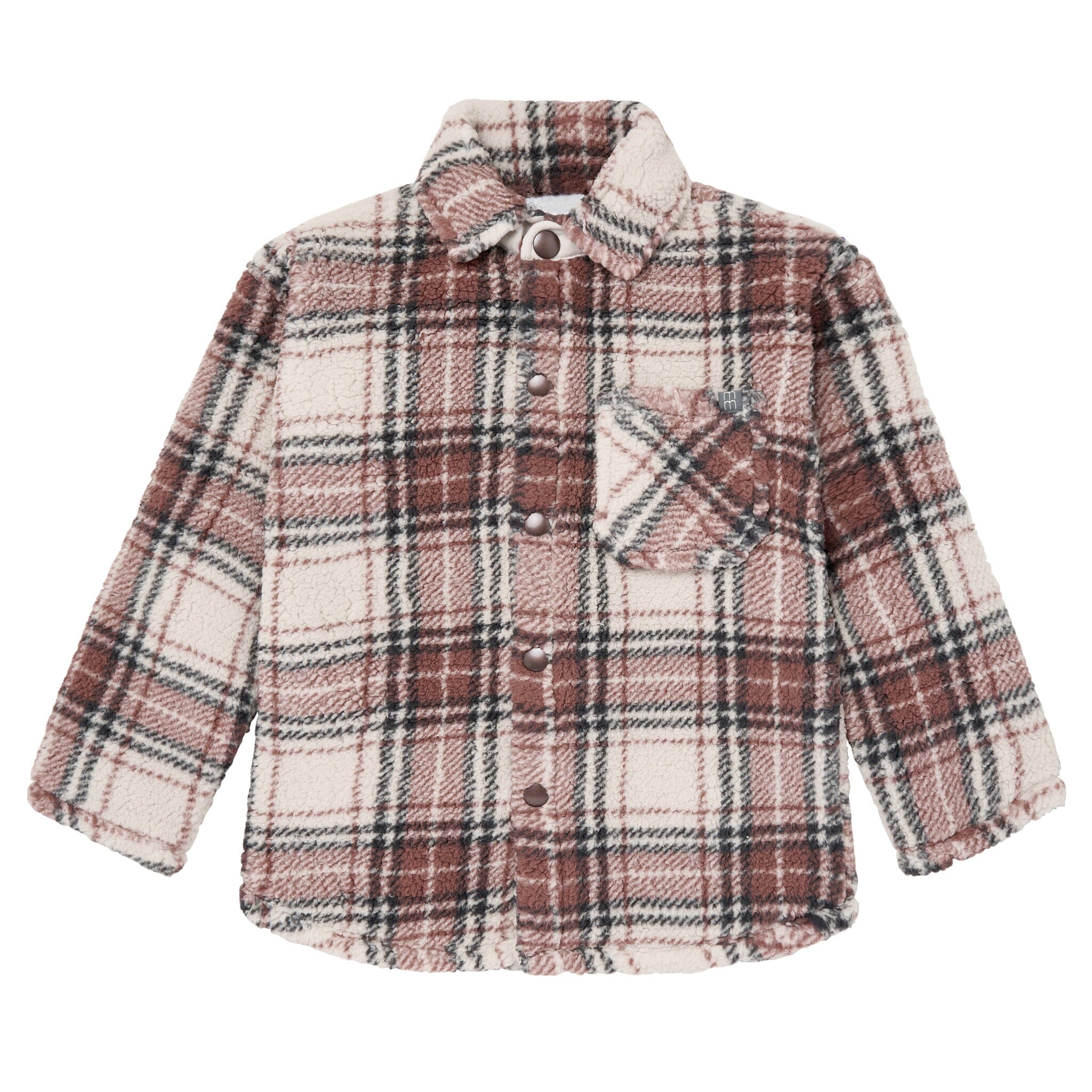 Infant & Toddler Boys Gray and Brown Plaid Sherpa Jacket