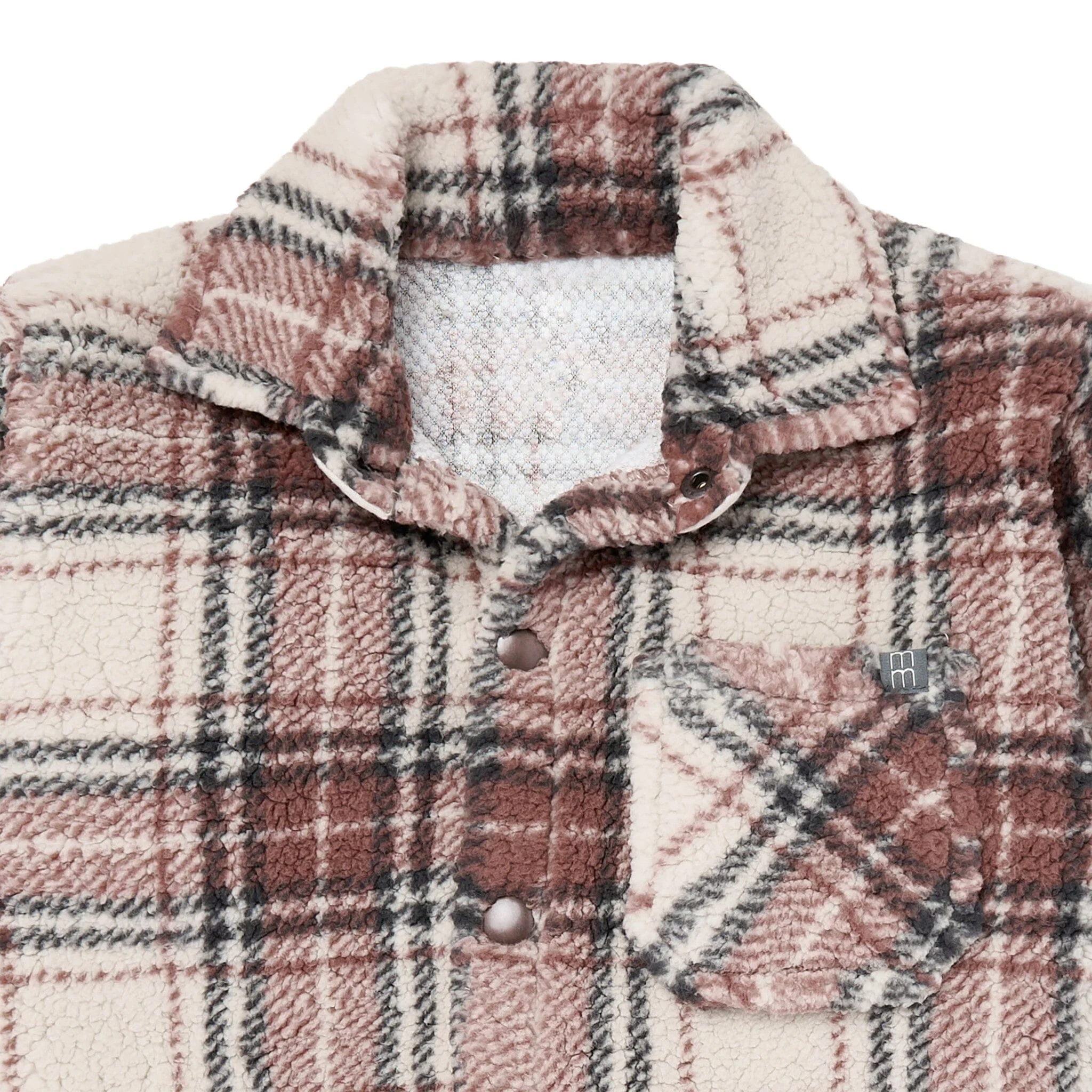Infant & Toddler Boys Gray and Brown Plaid Sherpa Jacket - Image 3