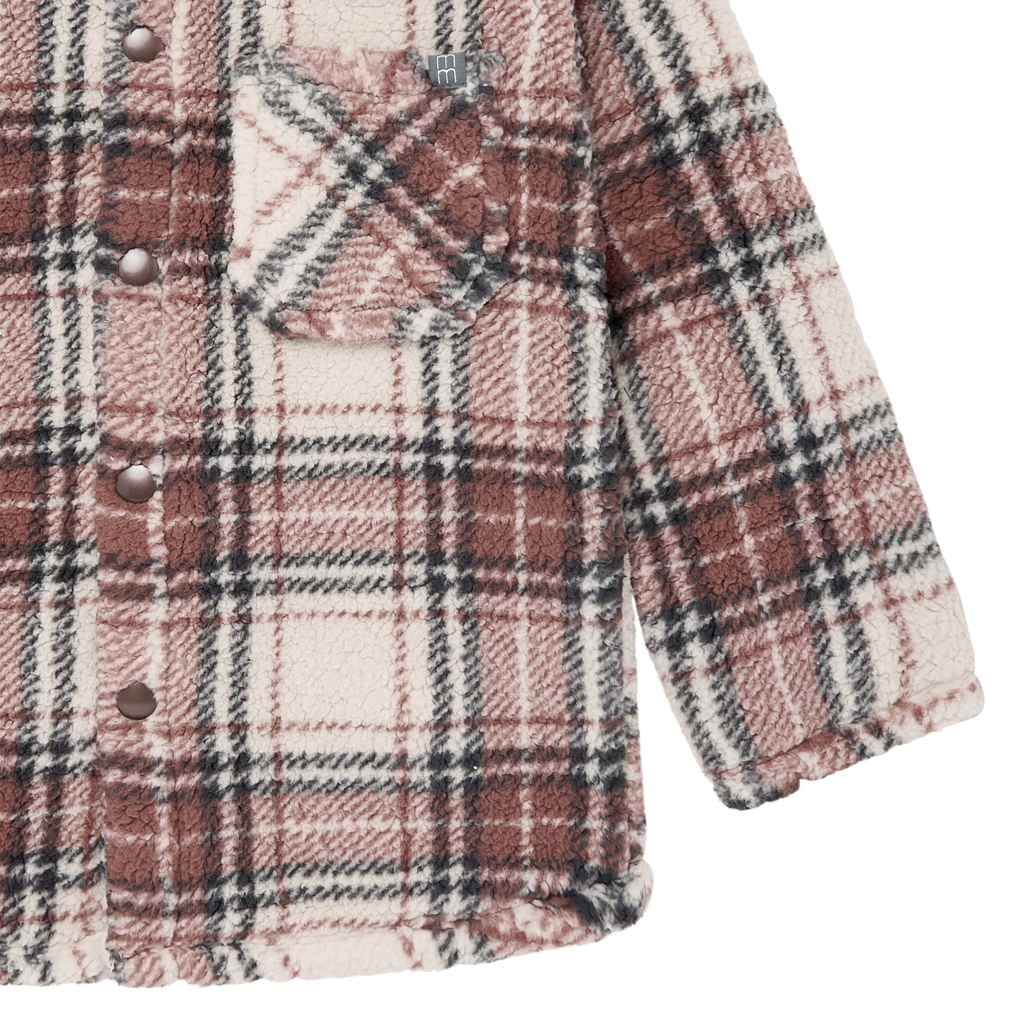 Infant & Toddler Boys Gray and Brown Plaid Sherpa Jacket - Image 4