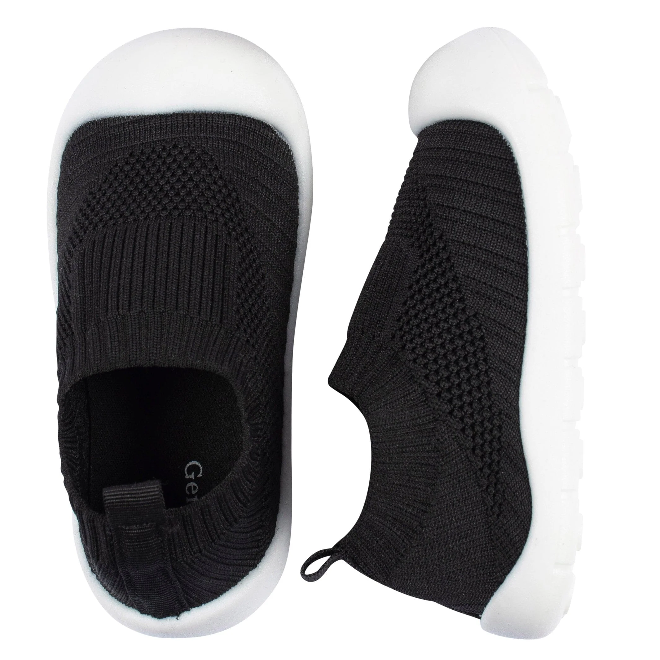 Toddler Neutral Black Stretchy Knit Slip-On Sneaker, US 11 - Image 4