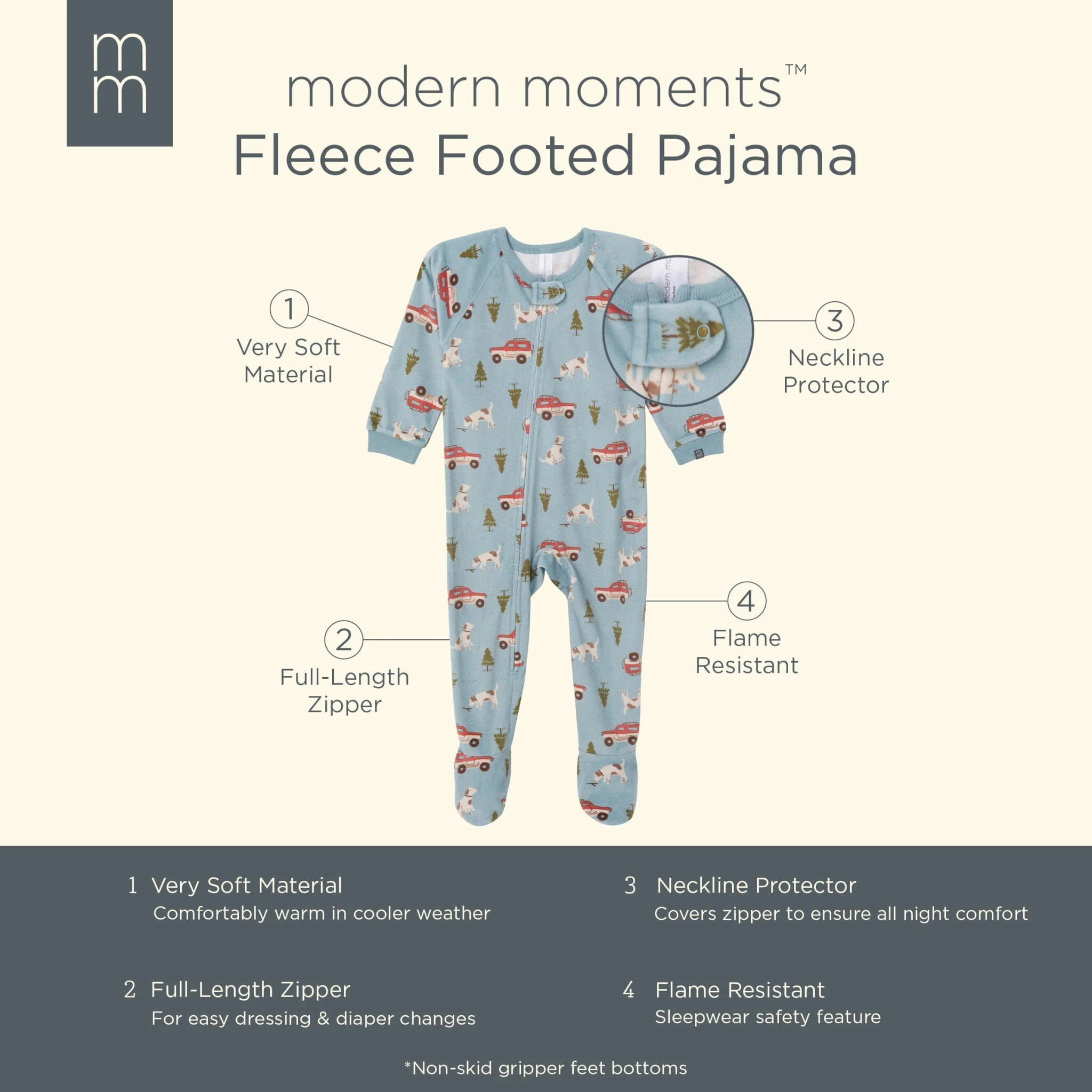 Infant and Toddler Boys Blue Camp Footed Fleece Pajamas - Image 6