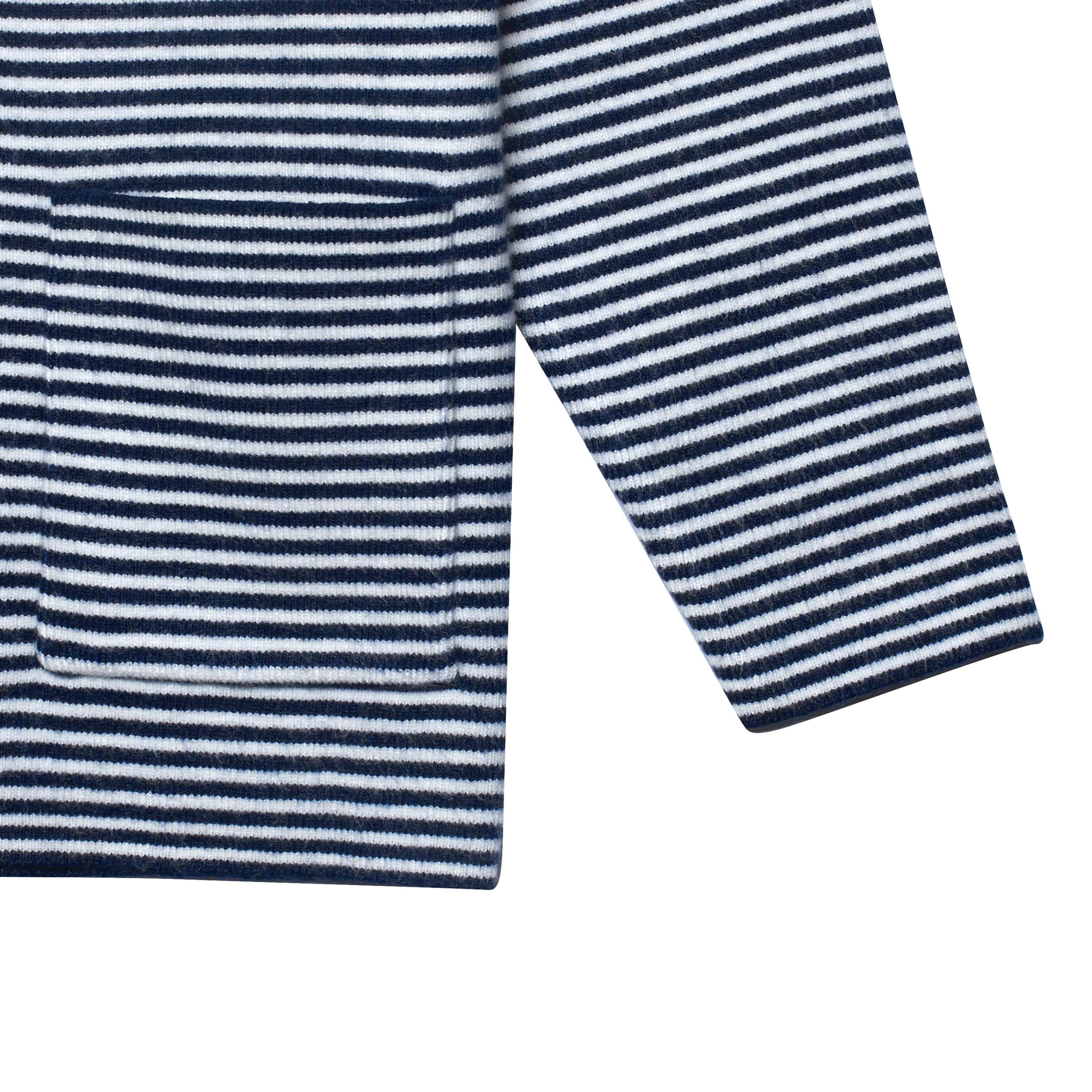 Infant & Toddler Boys Blue Striped Sweater with Pocket - Image 2