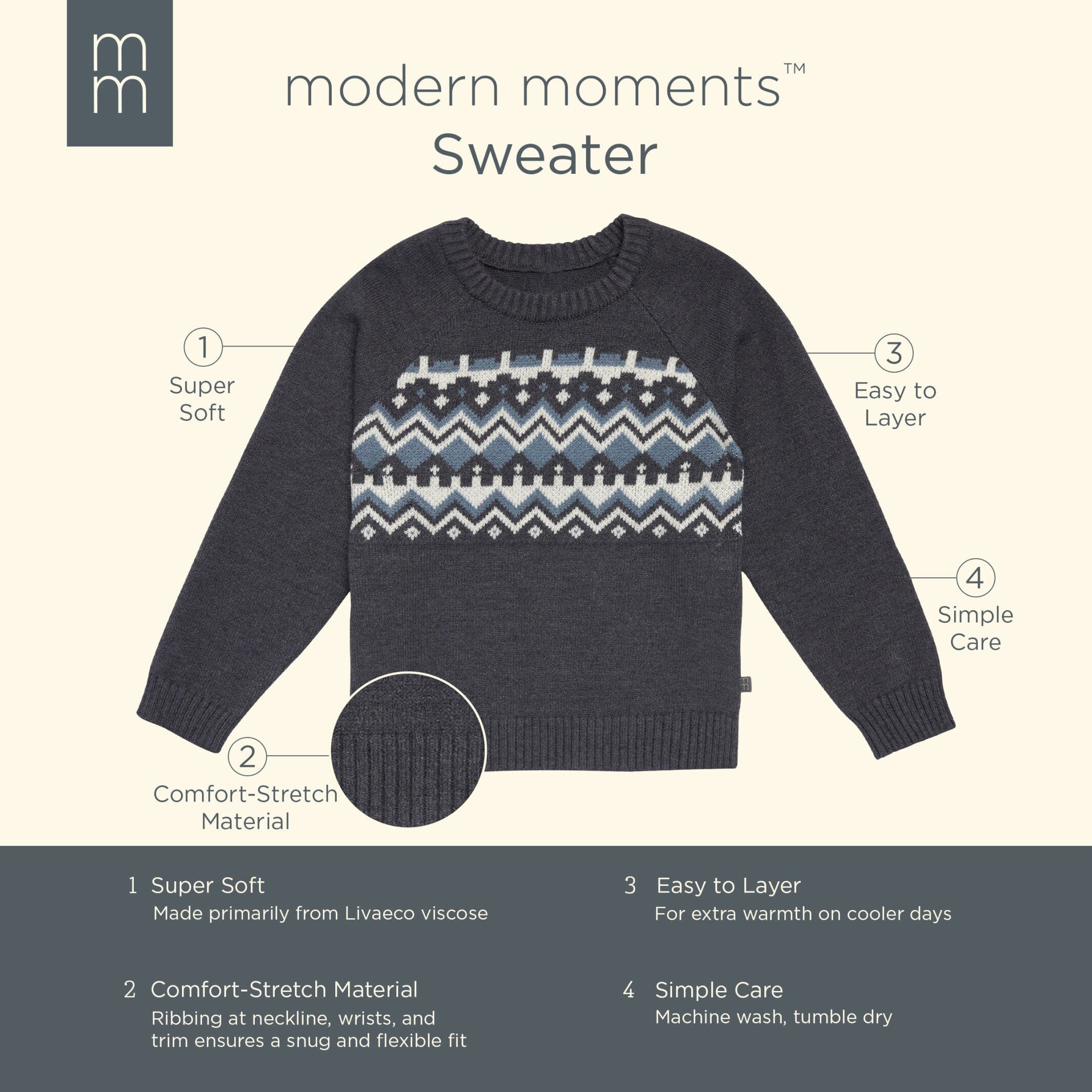 Infant & Toddler Boys Dark Grey Heather Fair Isle Viscose Sweater - Image 6