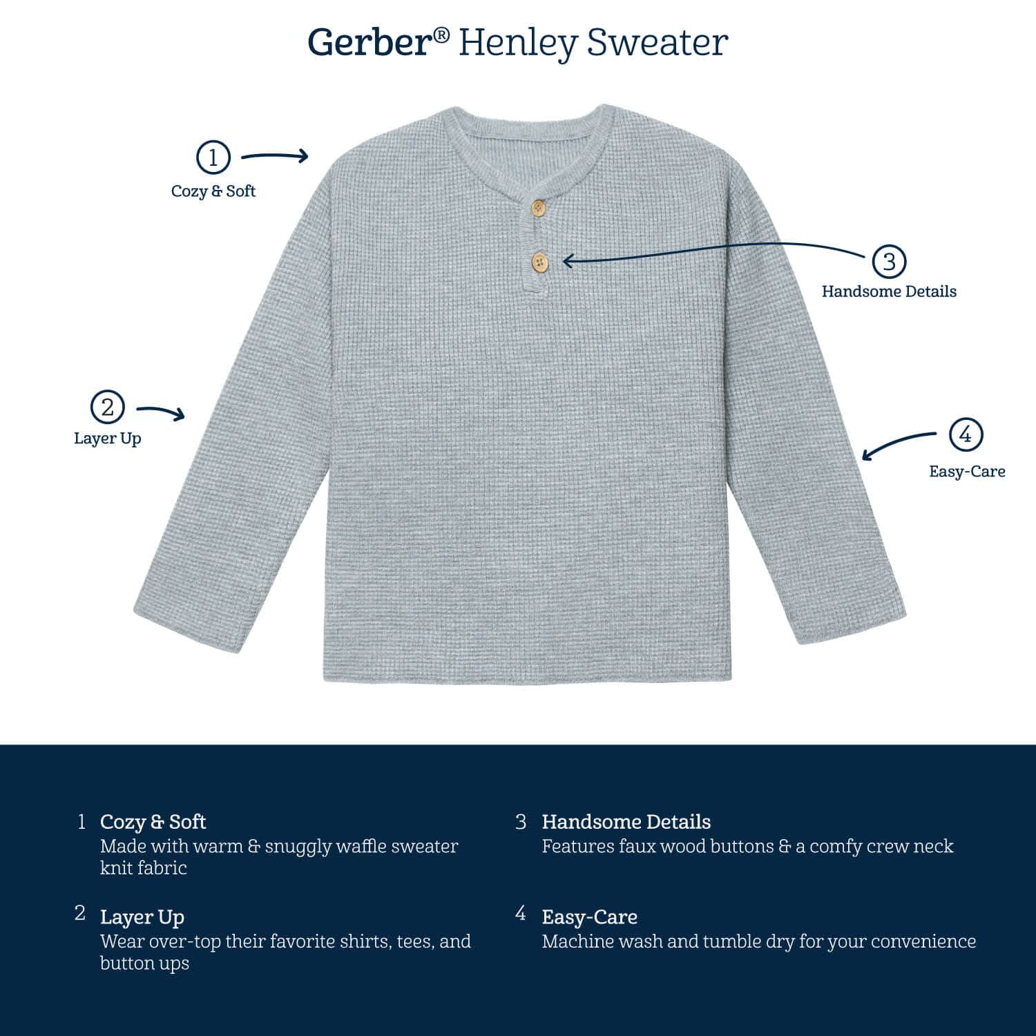 Infant & Toddler Boys Green Henley Sweater - Image 7