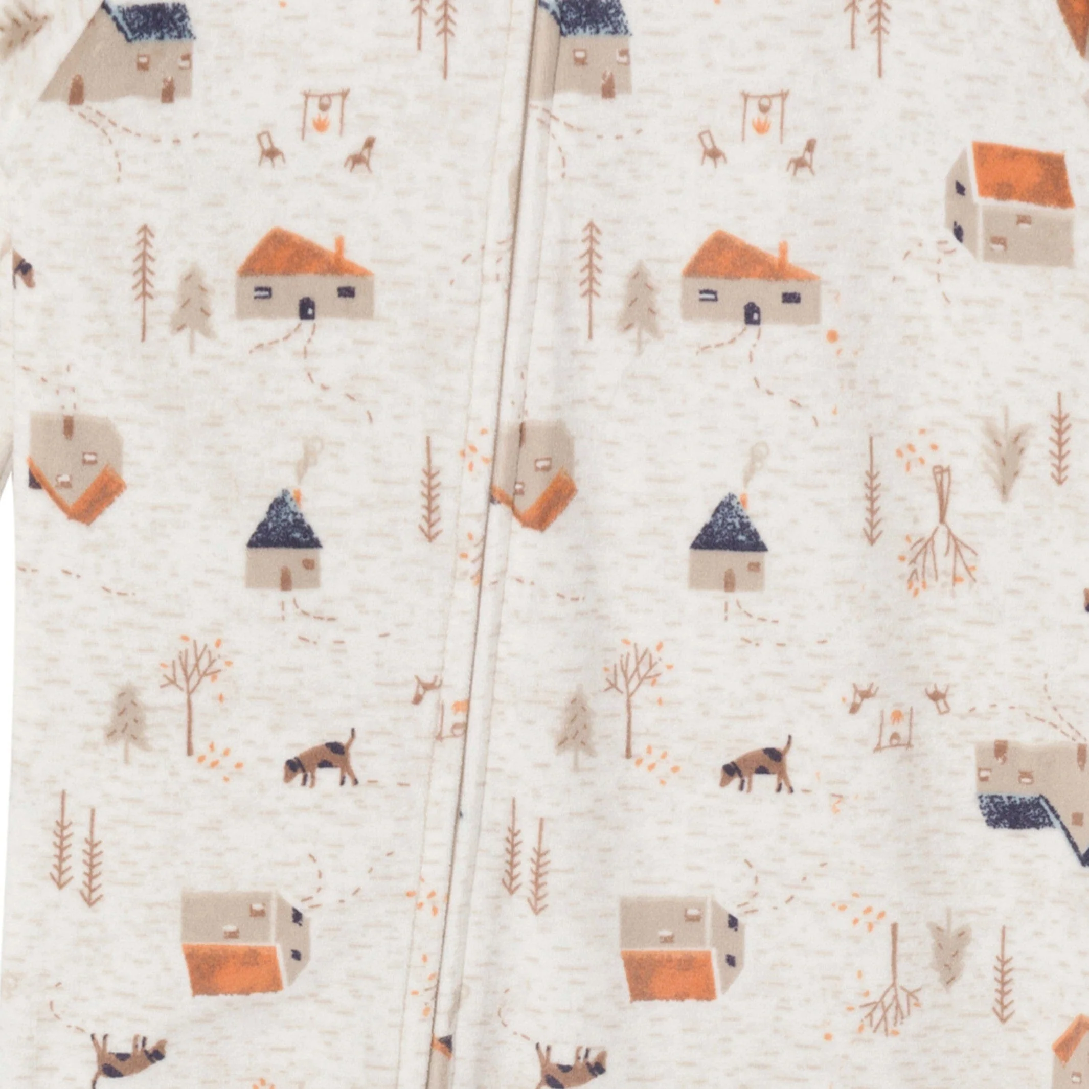 Infant and Toddler Boys Oatmeal Village Footed Fleece Pajamas - Image 3