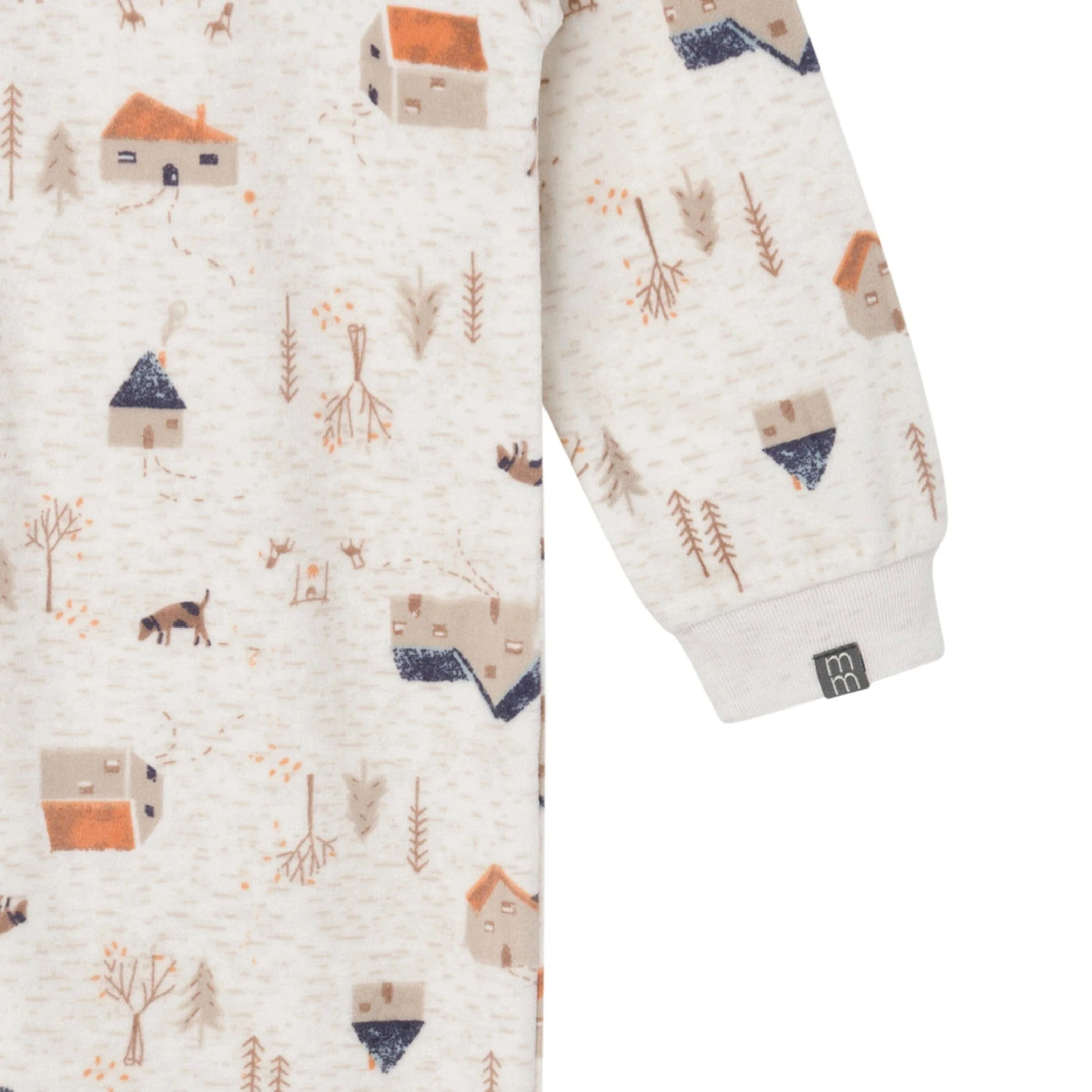 Infant and Toddler Boys Oatmeal Village Footed Fleece Pajamas - Image 4