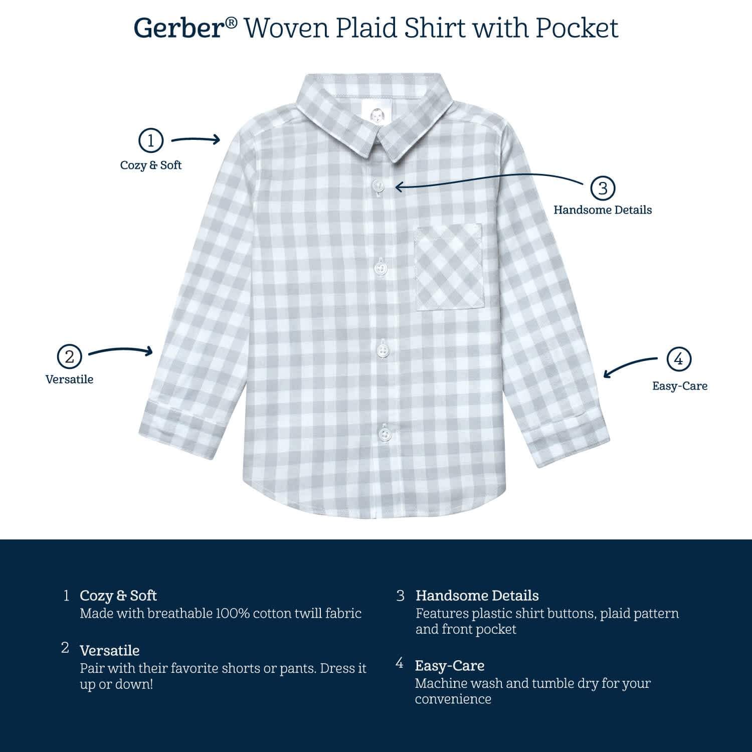Infant & Toddler Boys Tan Plaid Woven Plaid Shirt - Image 5