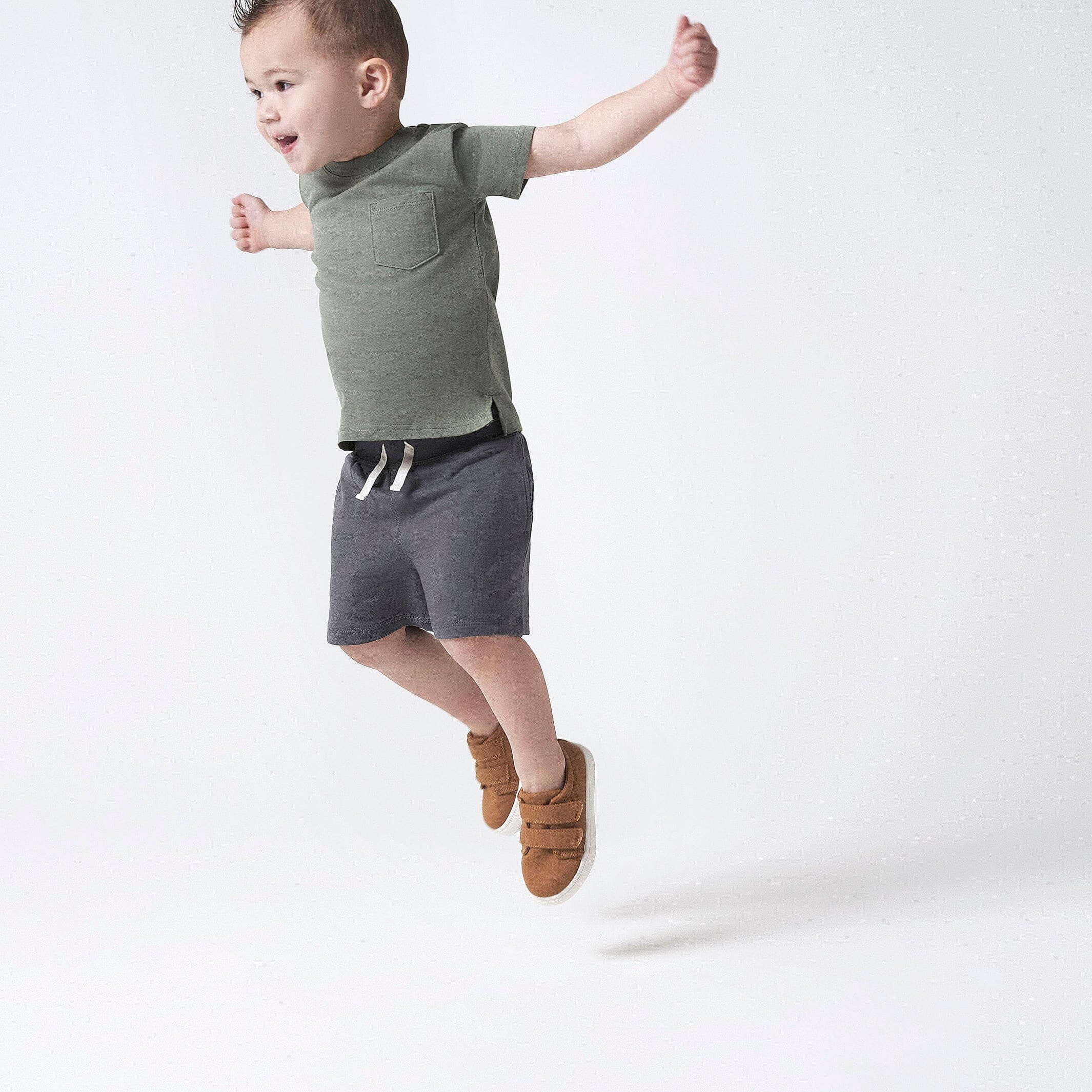 Infant & Toddler Boys Washed Rust Twill Strap Sneaker - Image 3