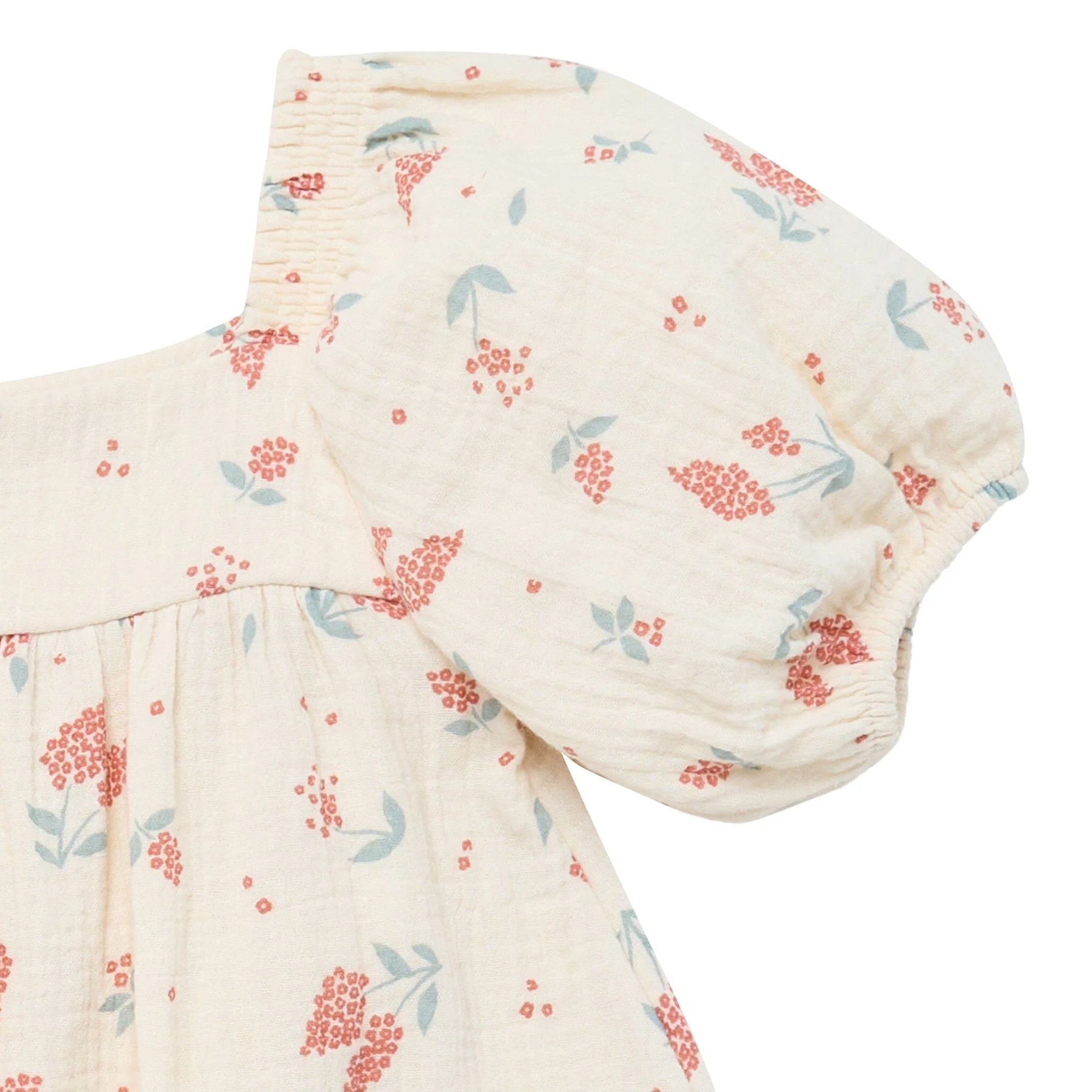 Infant & Toddler Girls Beige Tossed Lavender Puff Sleeve Dress - Image 5
