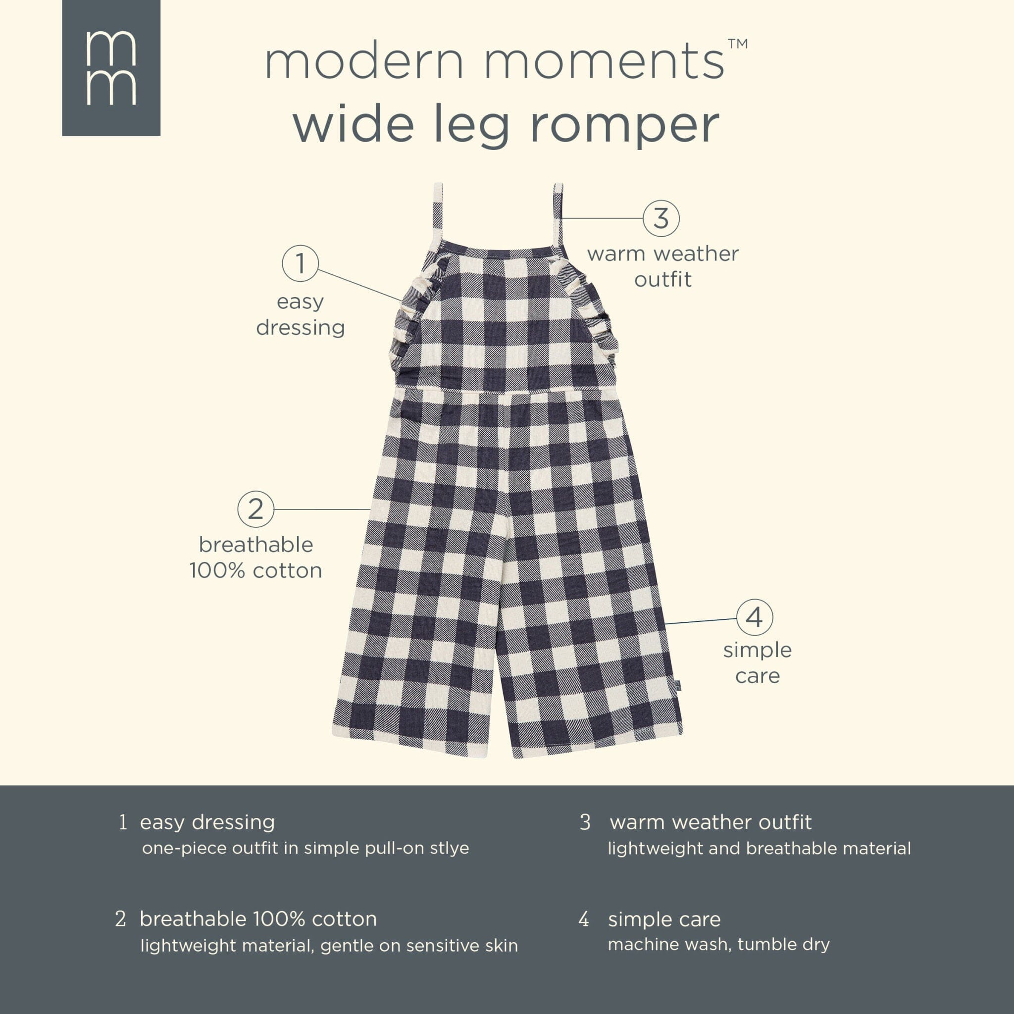 Infant & Toddler Girls Gingham Ruffle Wide Leg Romper - Image 6