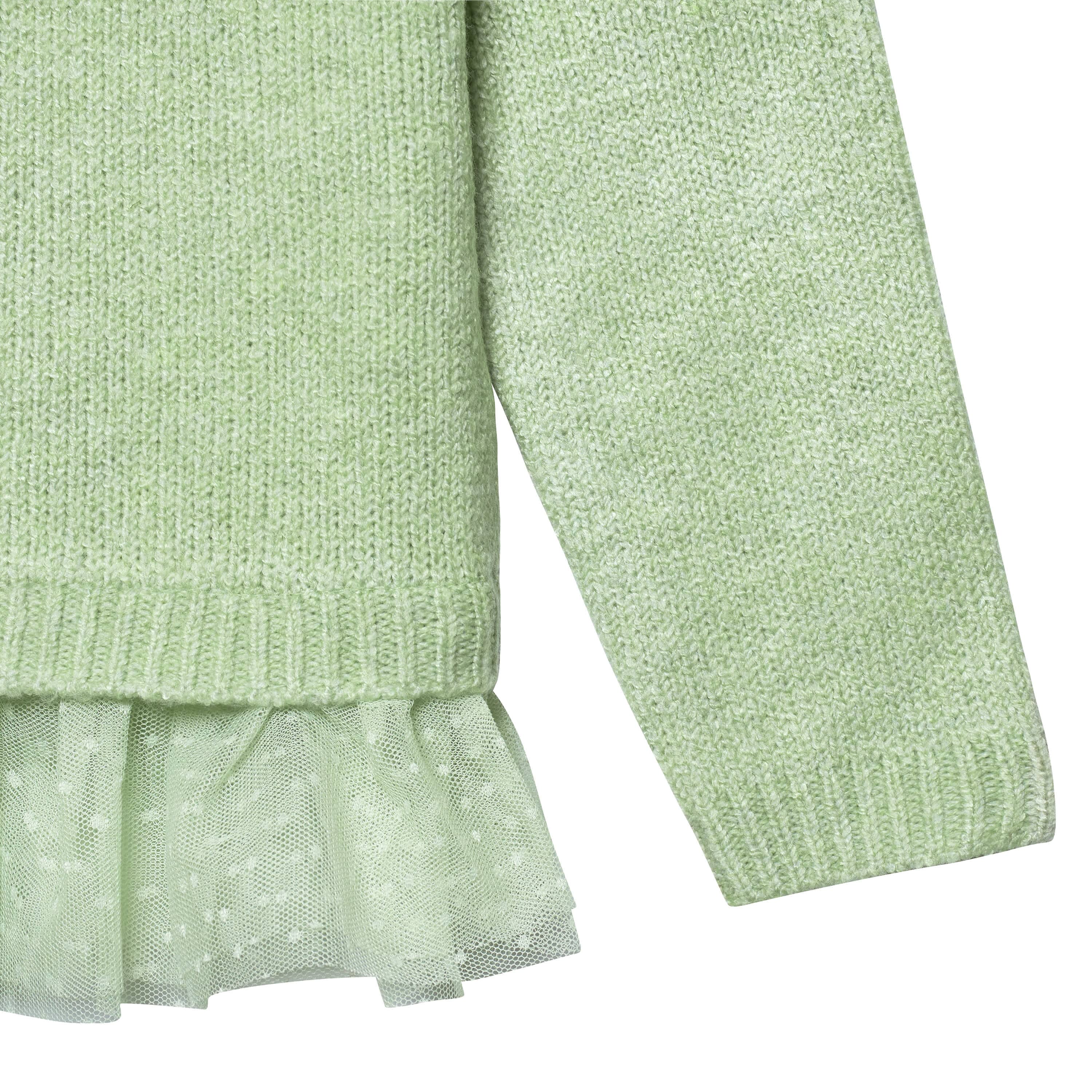 Infant & Toddler Girls Green Sweater With Tulle Trim - Image 3