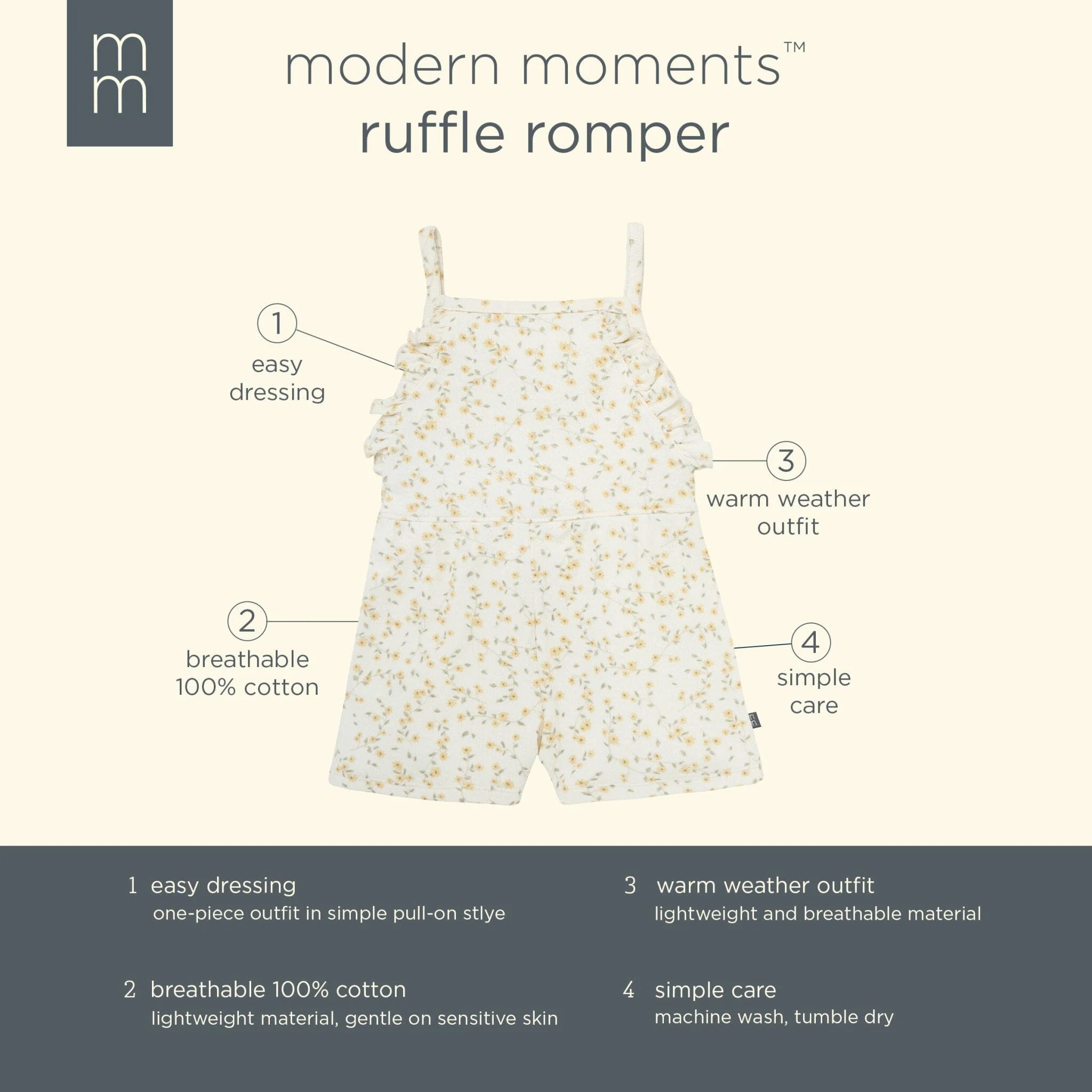 Infant & Toddler Girls Ivory Vines Ruffle Romper - Image 6