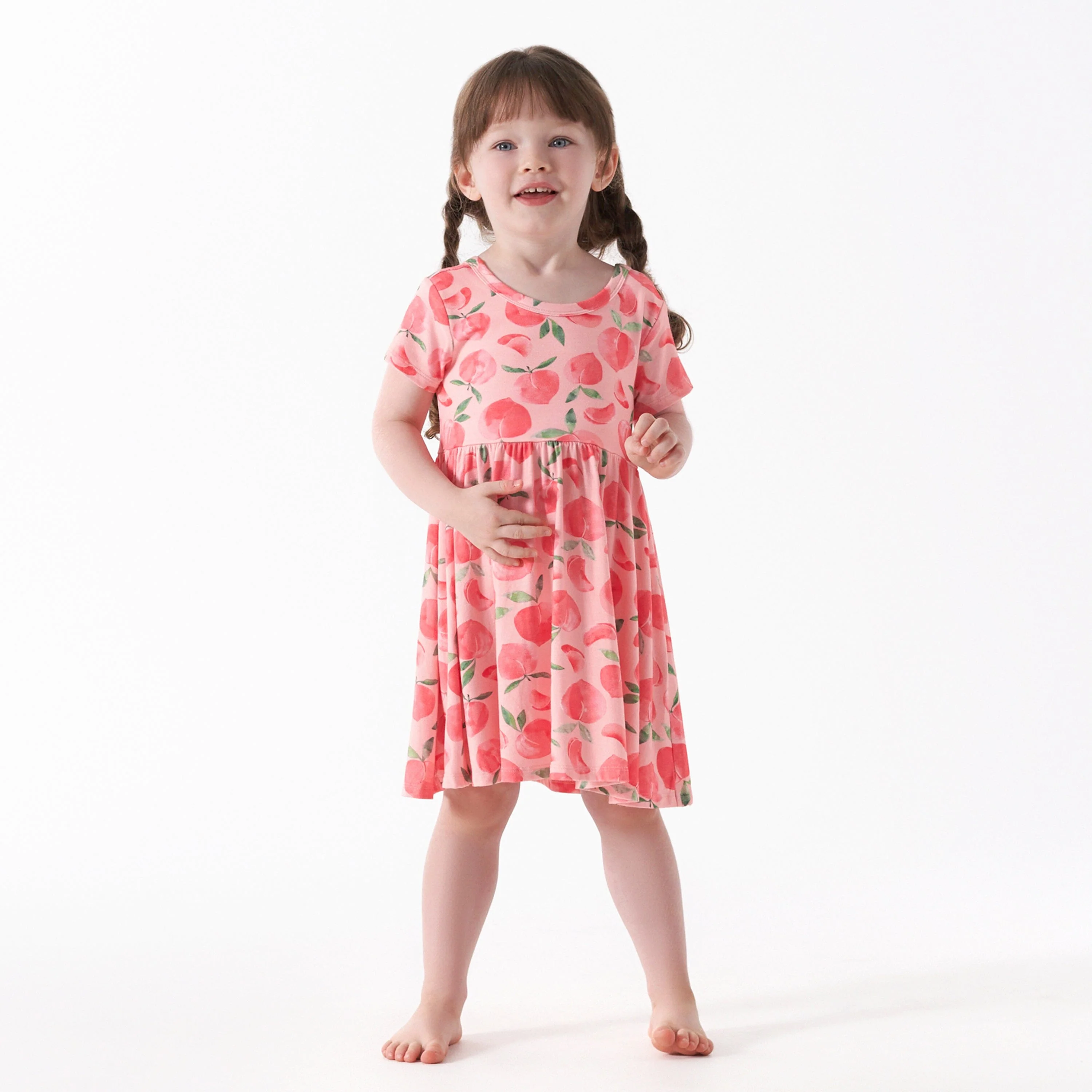 Toddler Girls Just Peachy Buttery Soft Viscose Made from Eucalyptus Twirl Dress - Image 3