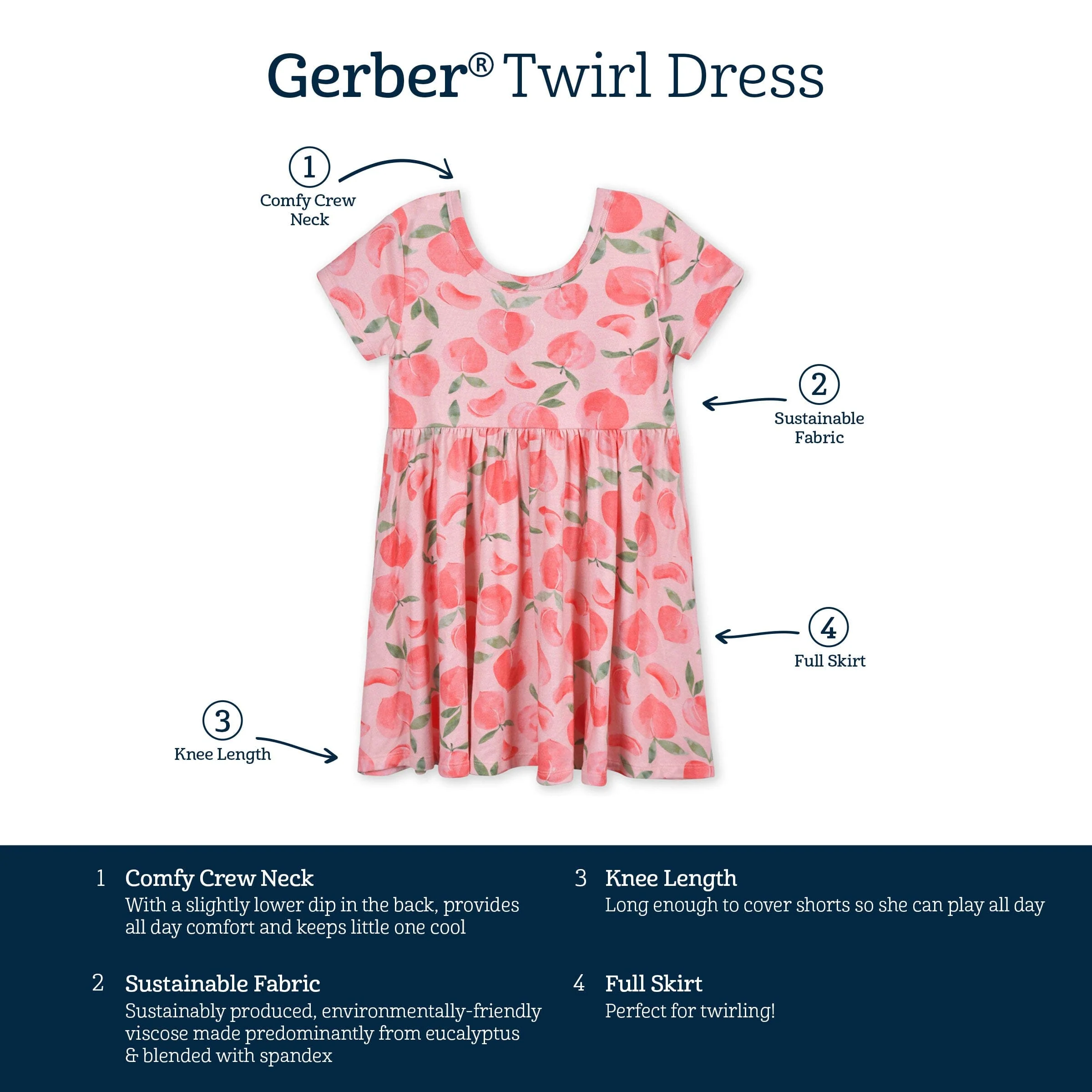 Toddler Girls Just Peachy Buttery Soft Viscose Made from Eucalyptus Twirl Dress - Image 7