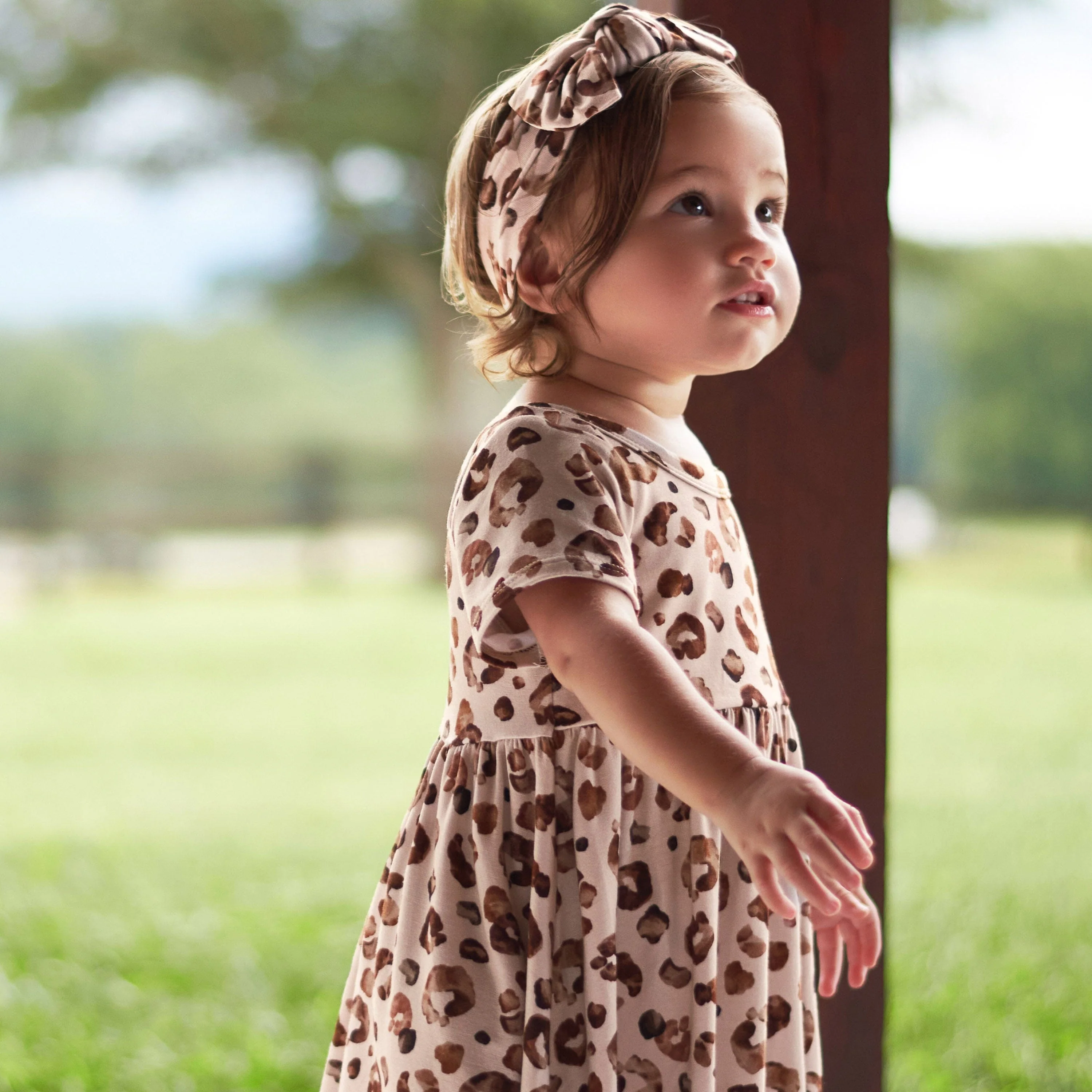 Infant & Toddler Girls Spotted Leopard Buttery Soft Viscose Made from Eucalyptus Twirl Dress - Image 3
