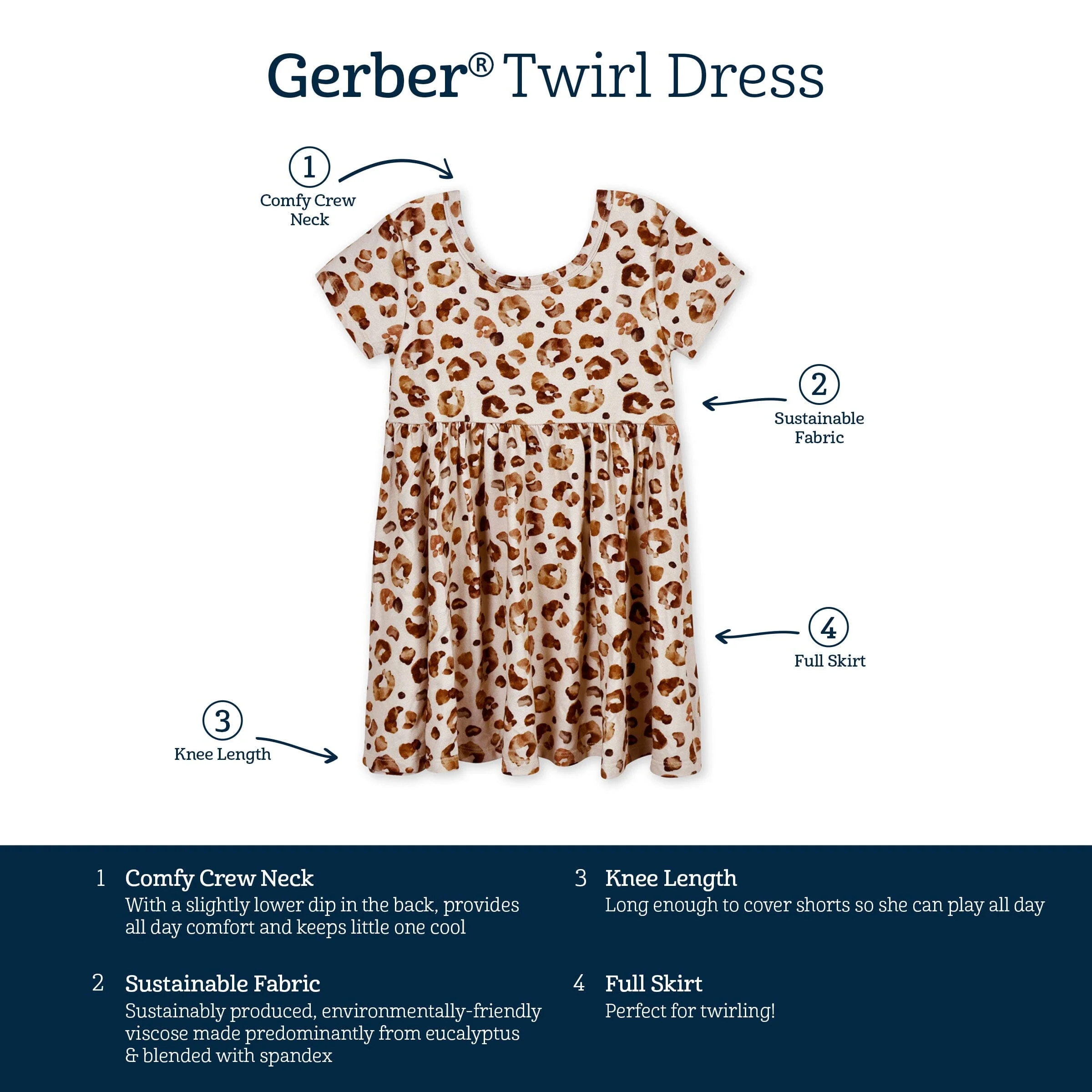 Infant & Toddler Girls Spotted Leopard Buttery Soft Viscose Made from Eucalyptus Twirl Dress - Image 7