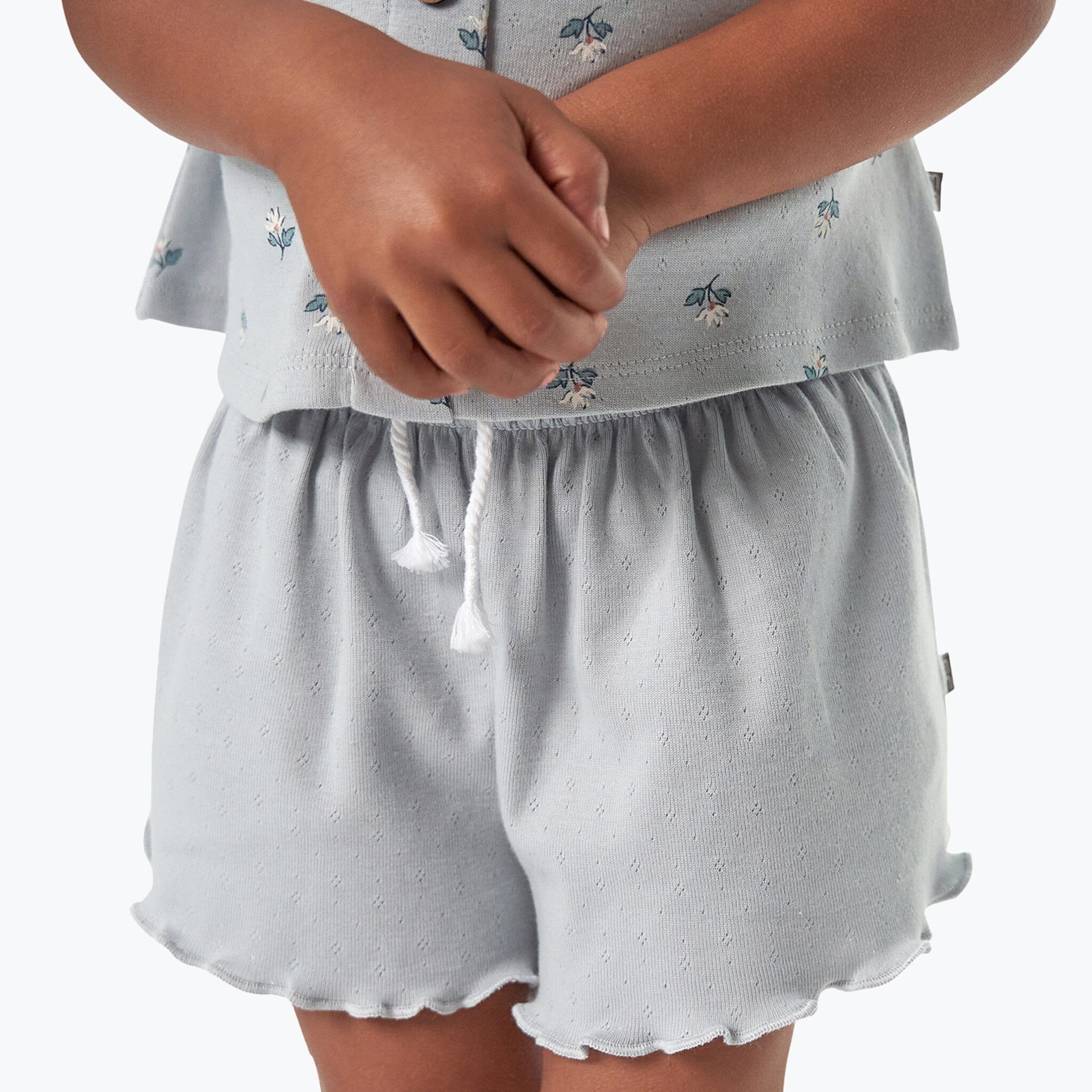 Infant & Toddler Girls Light Blue Smocked Wide Leg Shorts - Image 6