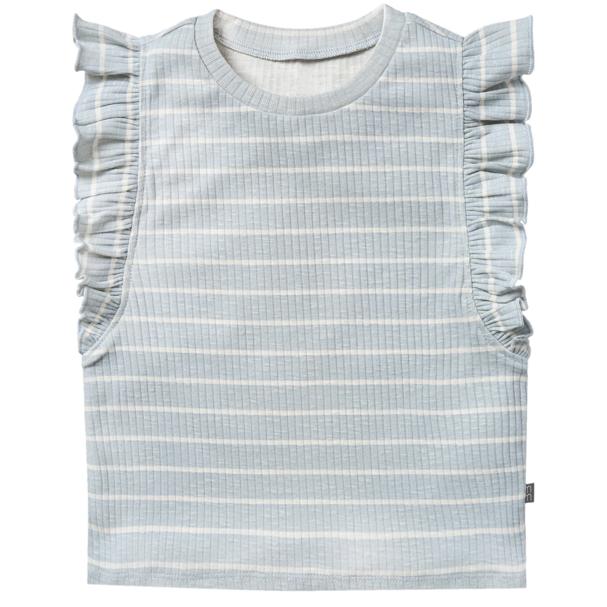 Infant & Toddler Girls Light Blue Stripe Ruffle Sleeveless Top