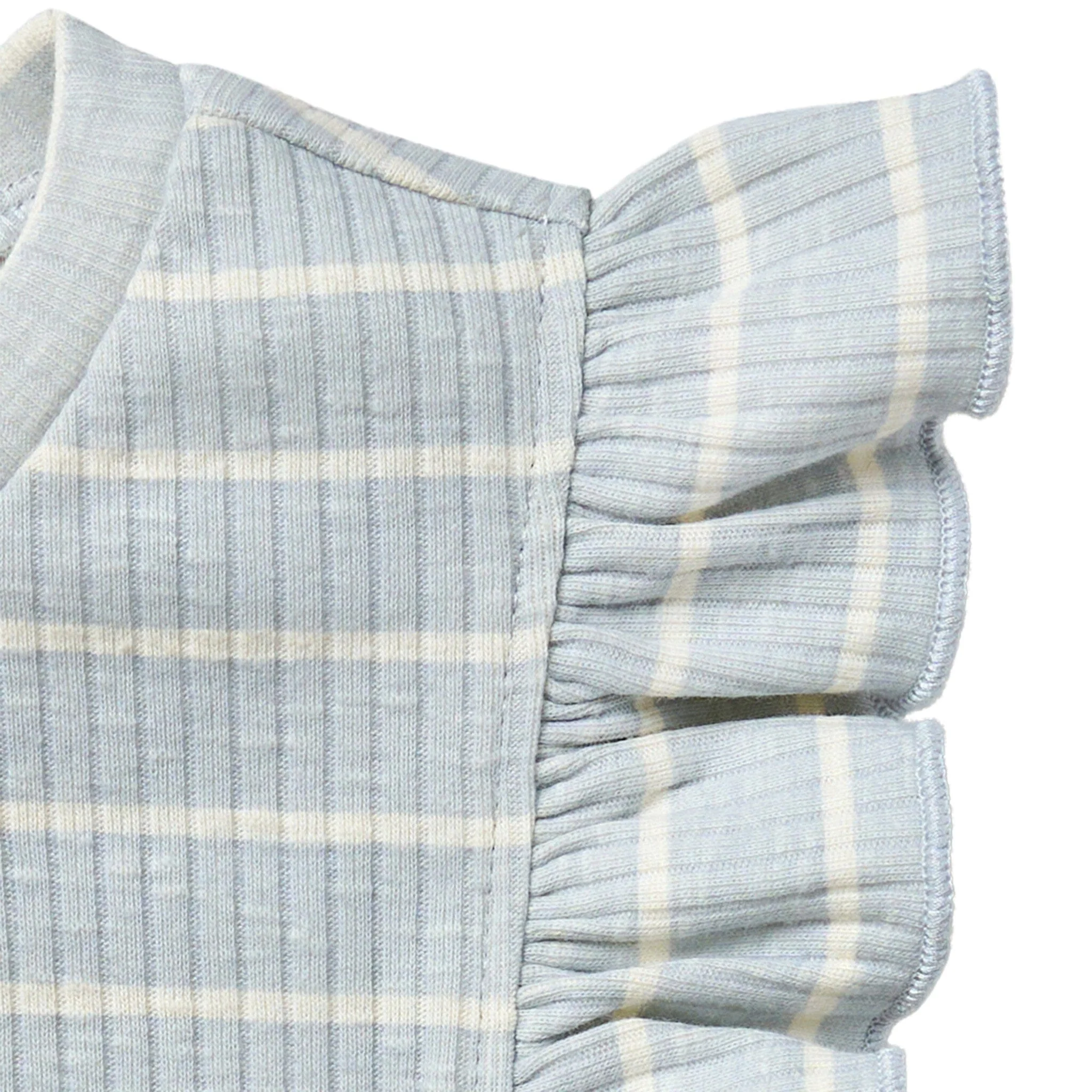 Infant & Toddler Girls Light Blue Stripe Ruffle Sleeveless Top - Image 3