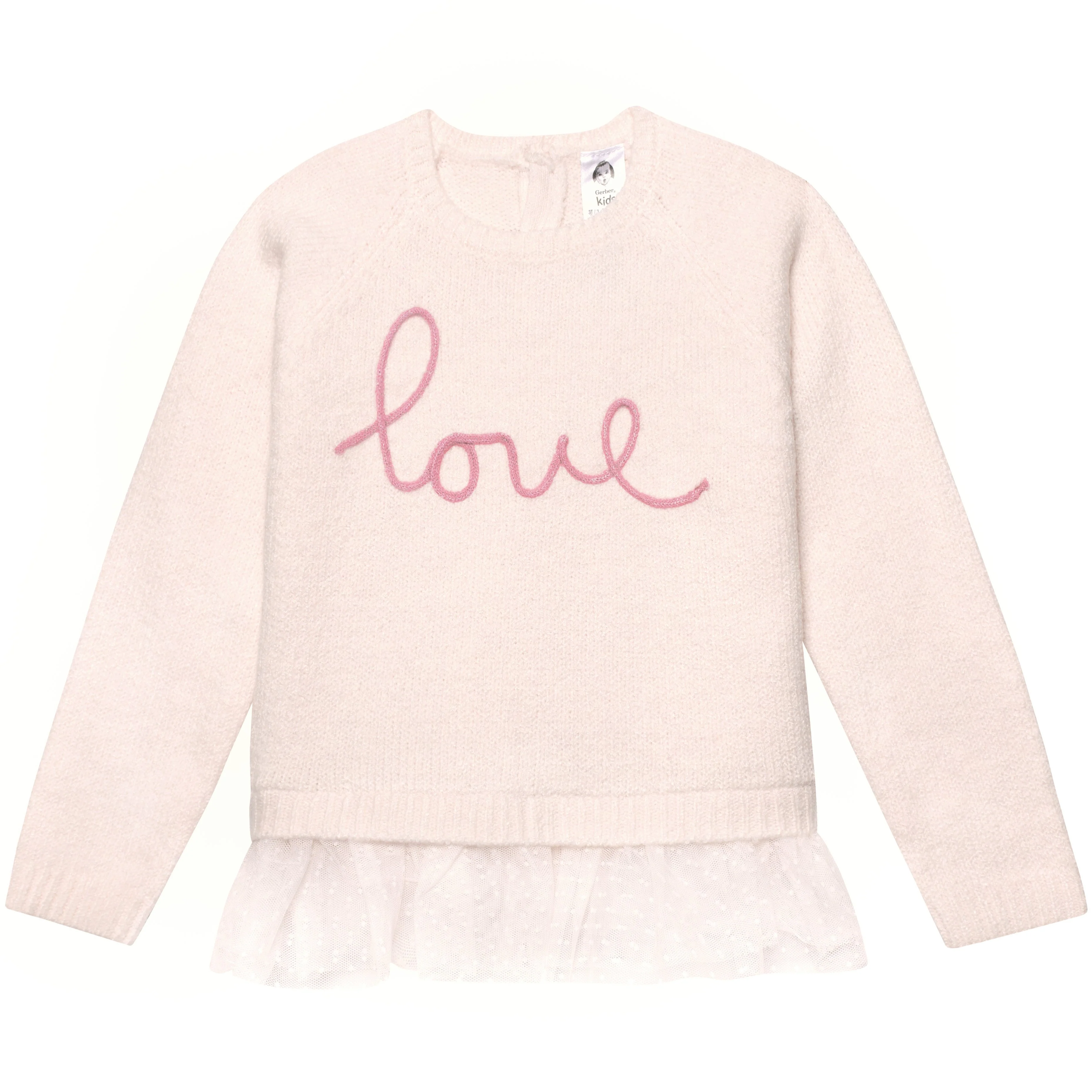 Infant & Toddler Girls Light Pink Sweater With Tulle Trim - Image 4