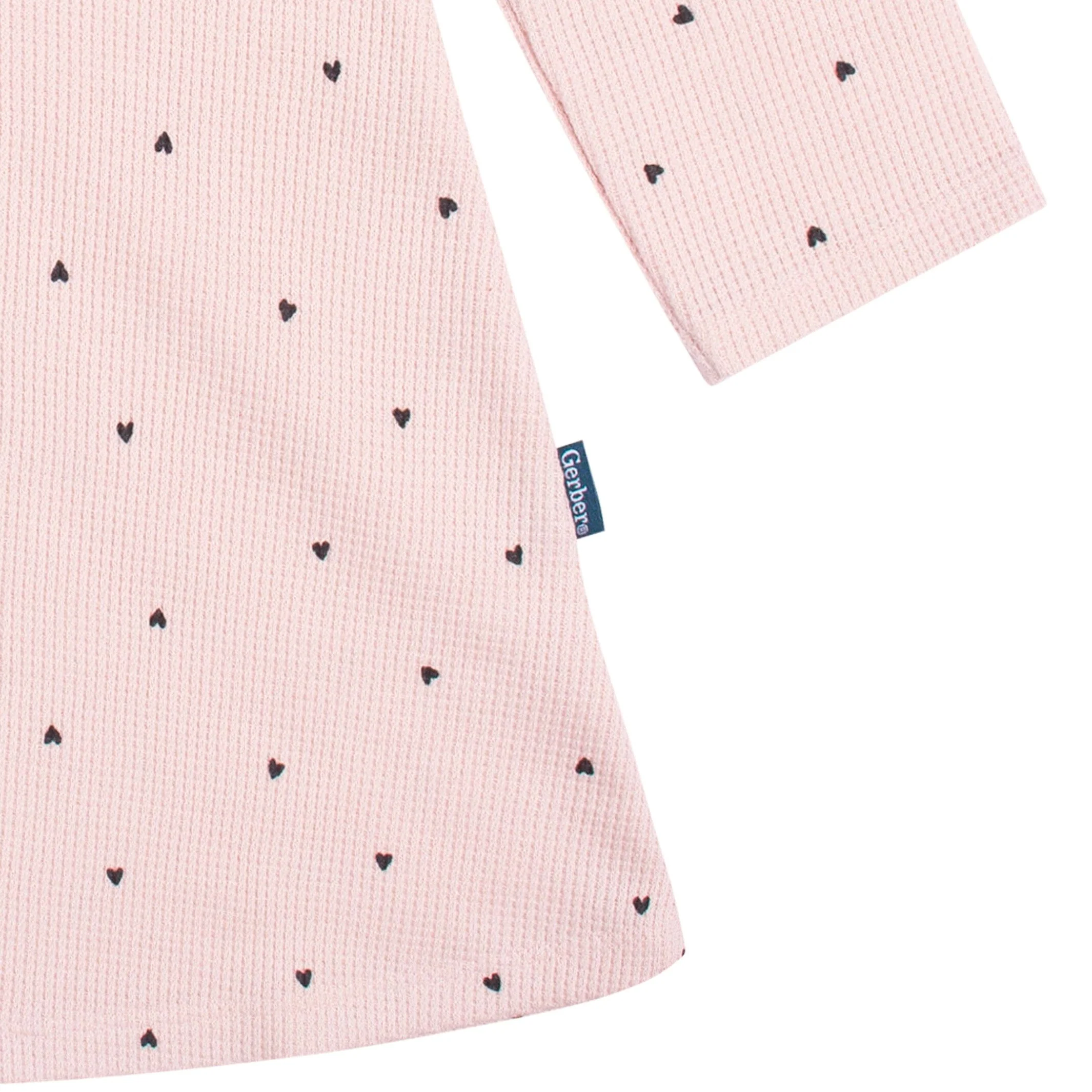 Infant and Toddler Girls Light Pink Hearts Dress with Ruffle - Image 3