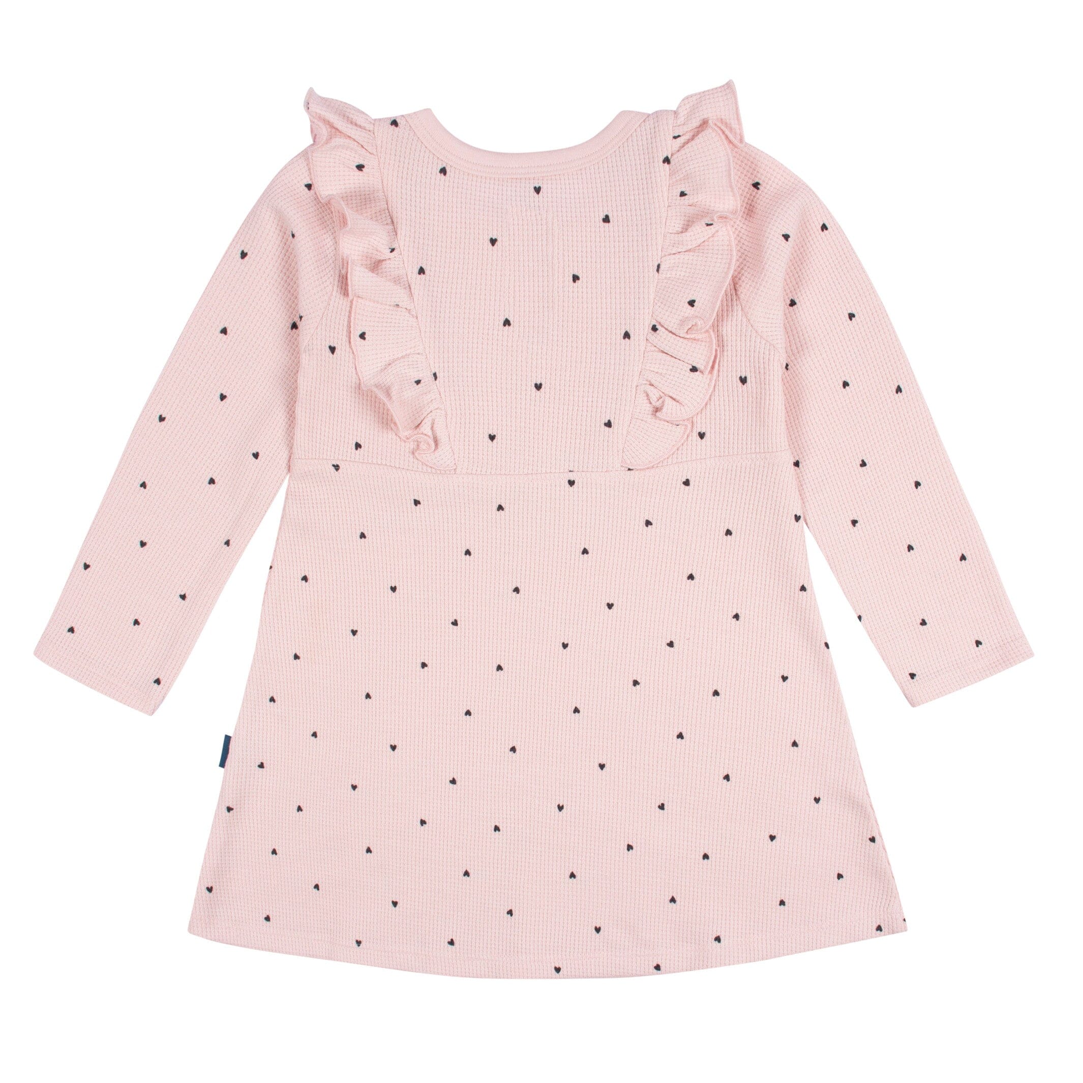 Infant and Toddler Girls Light Pink Hearts Dress with Ruffle - Image 4
