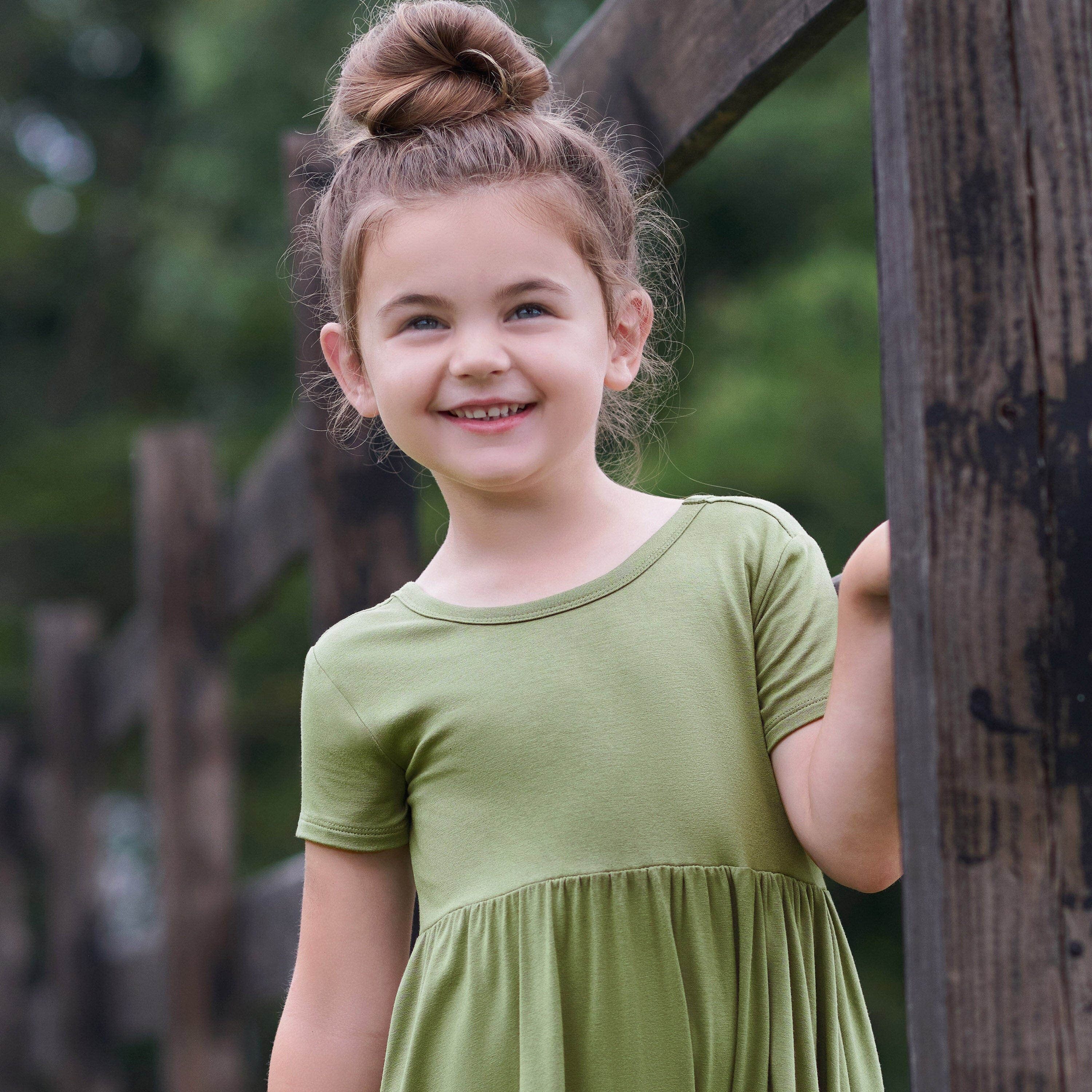 Infant & Toddler Girls Moss Buttery Soft Viscose Made from Eucalyptus Twirl Dress - Image 3