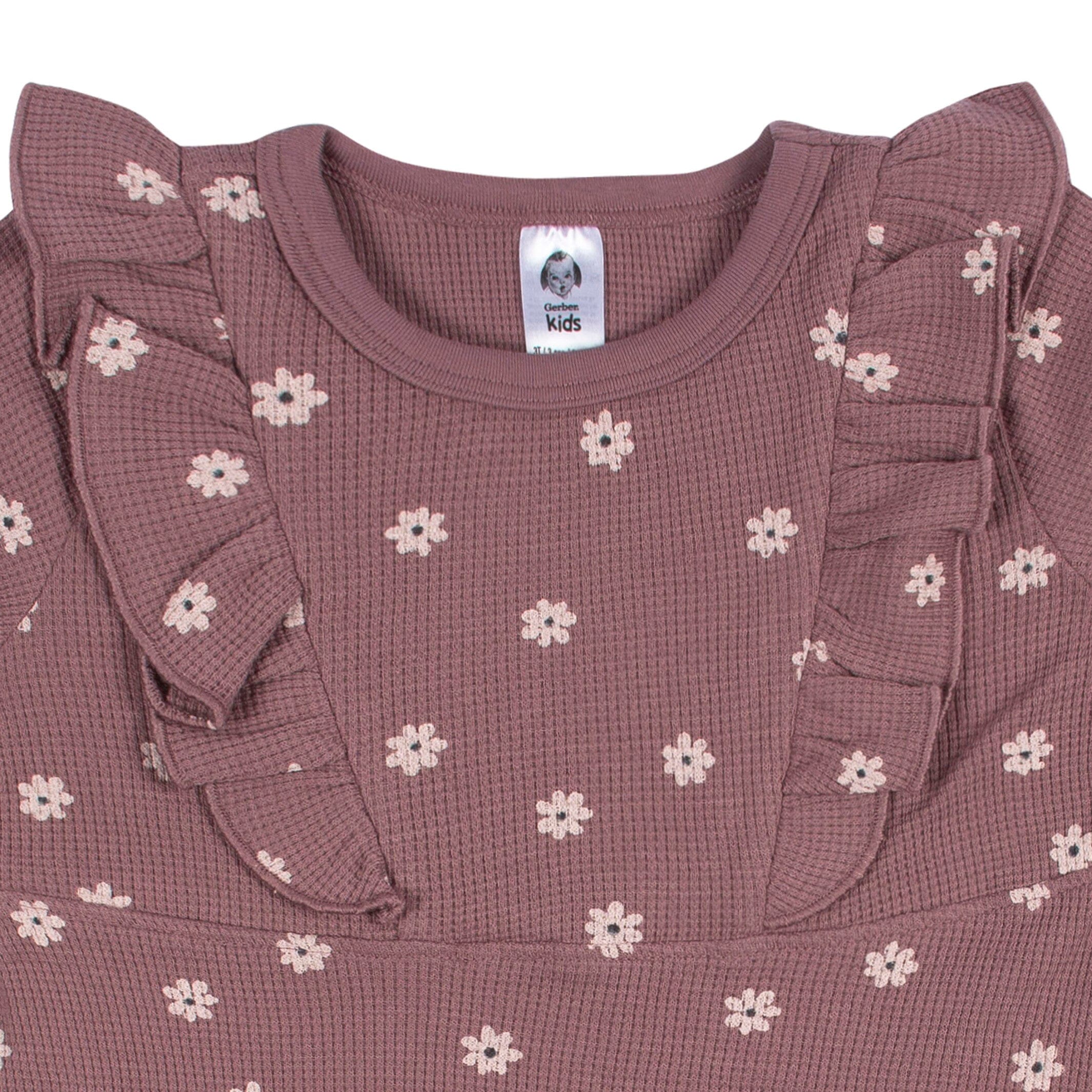 Infant and Toddler Girls Pink Daisies Dress with Ruffle - Image 2
