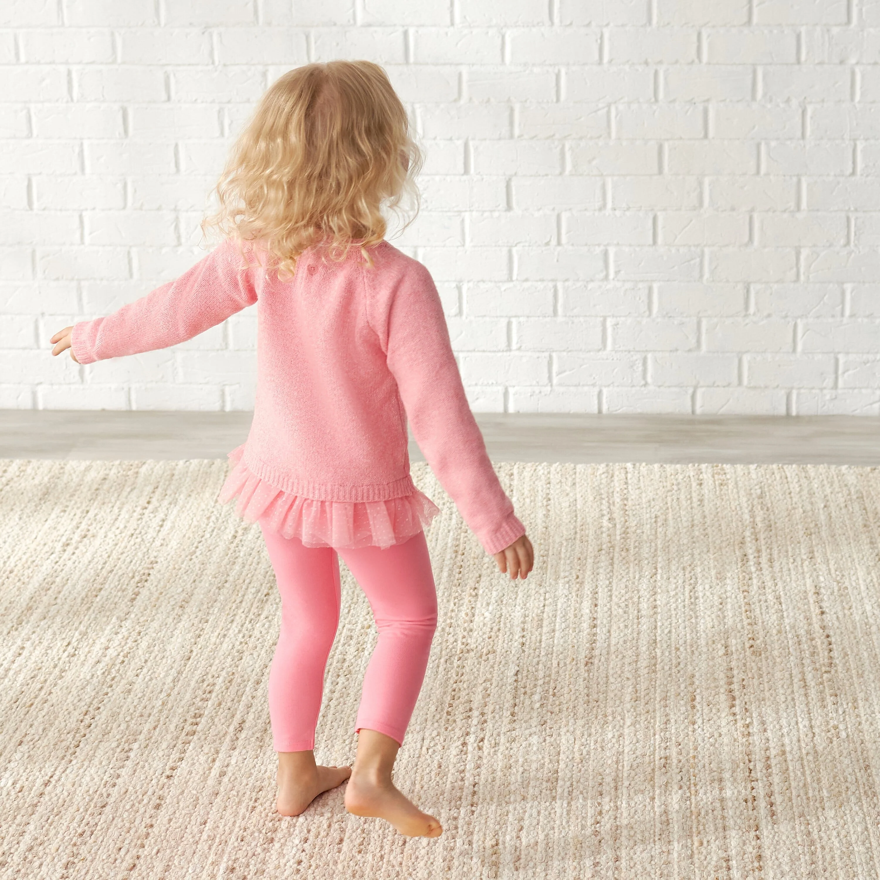 Infant Girls Pink Leggings, 12M - Image 3