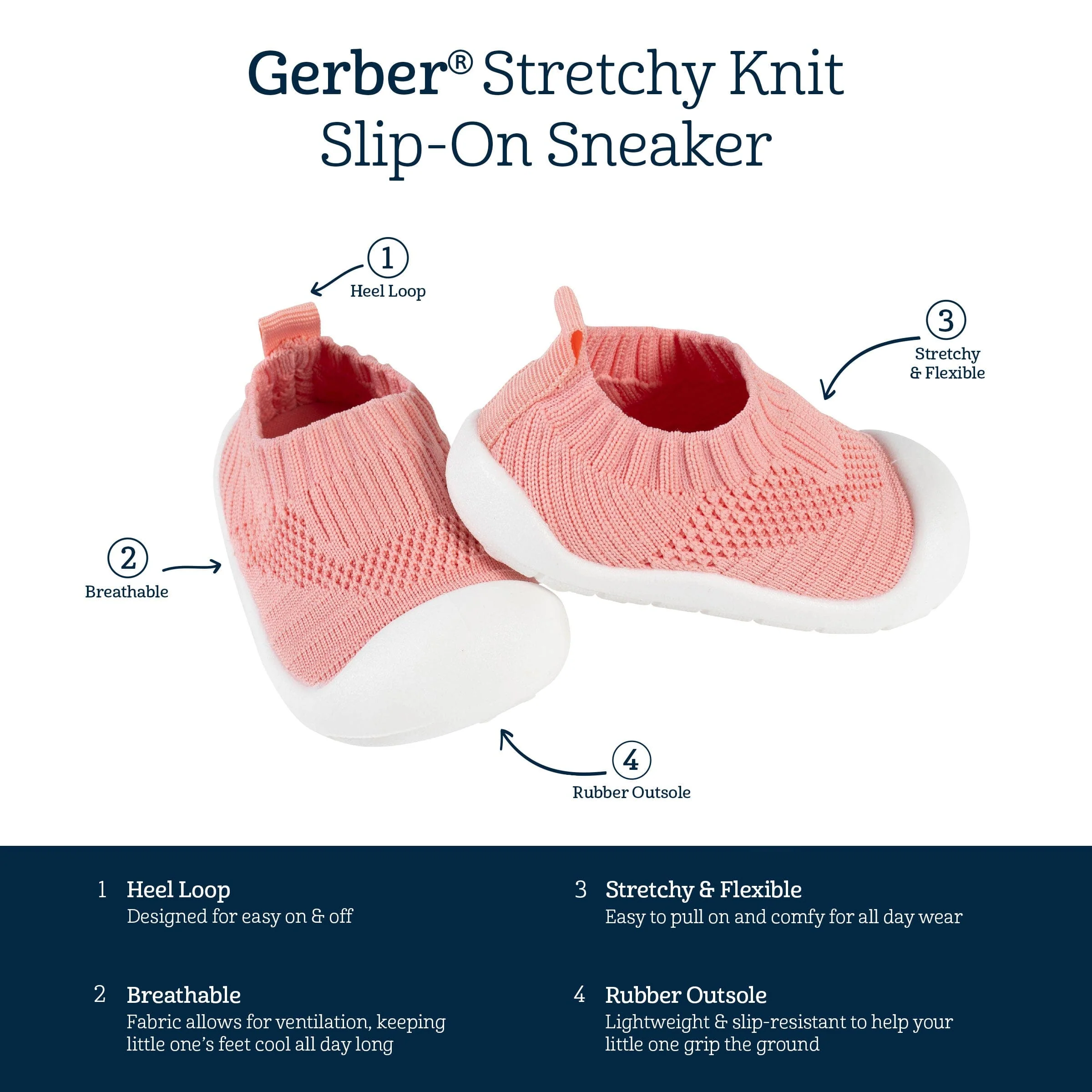 Toddler Girls Pink Stretchy Knit Slip-On Sneaker - Image 5