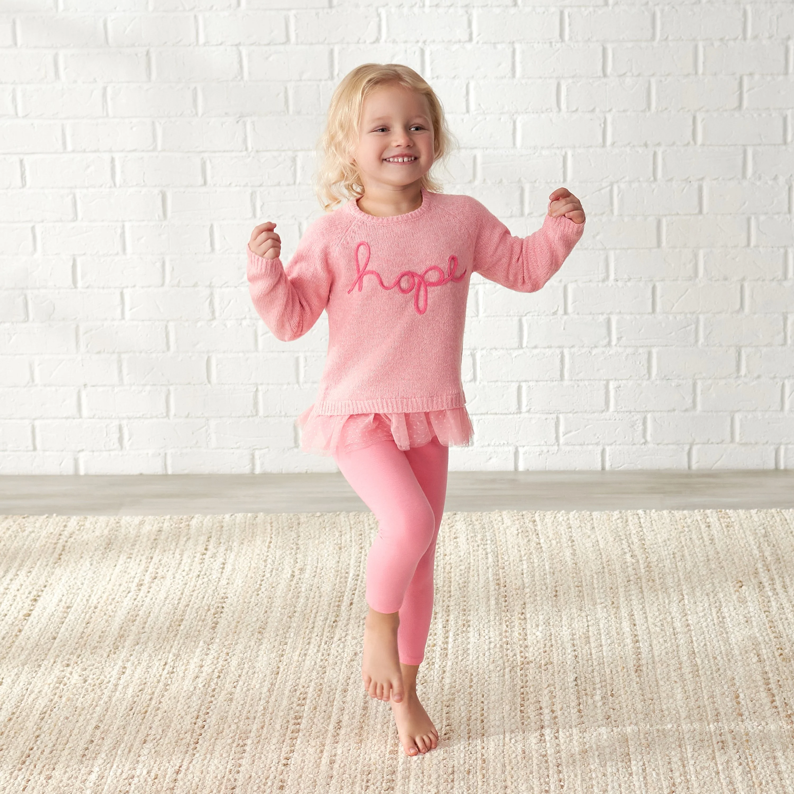 Infant & Toddler Girls Pink Sweater With Tulle Trim - Image 2