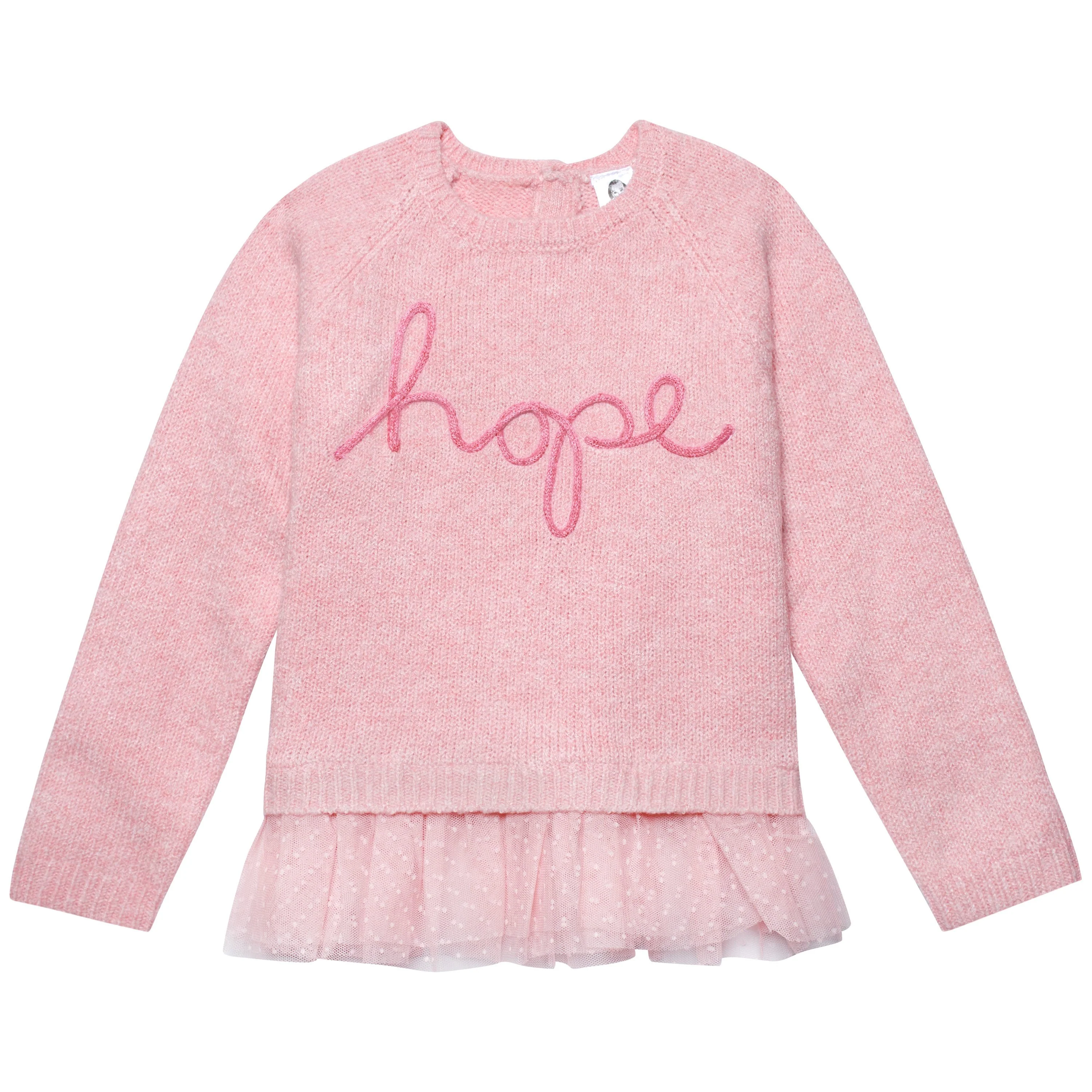 Infant & Toddler Girls Pink Sweater With Tulle Trim - Image 4