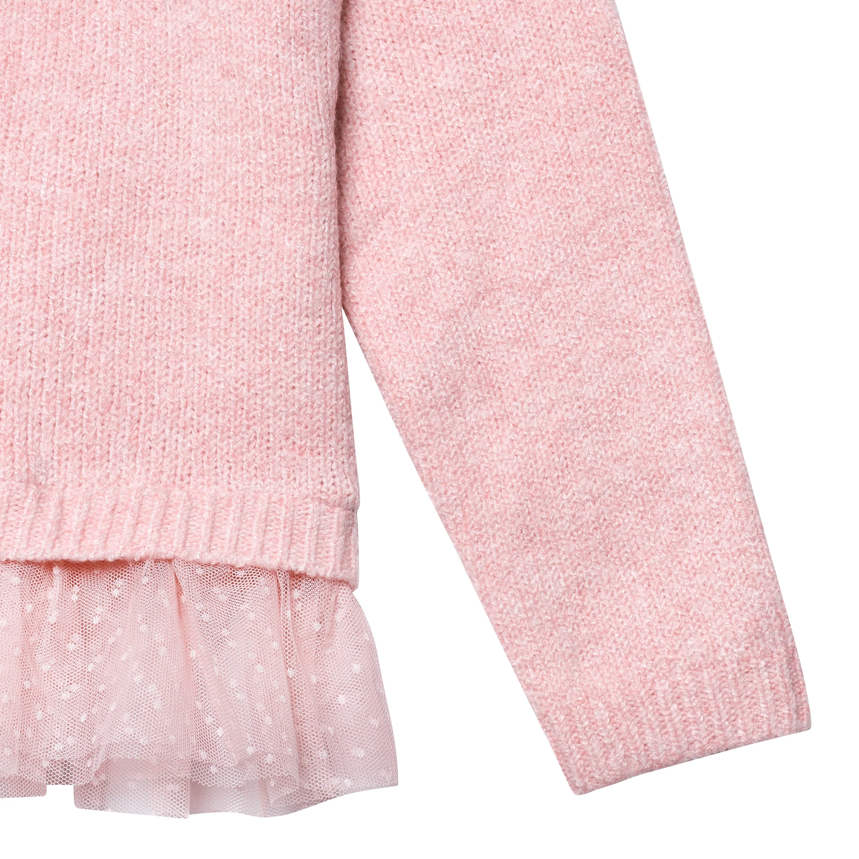 Infant & Toddler Girls Pink Sweater With Tulle Trim - Image 5