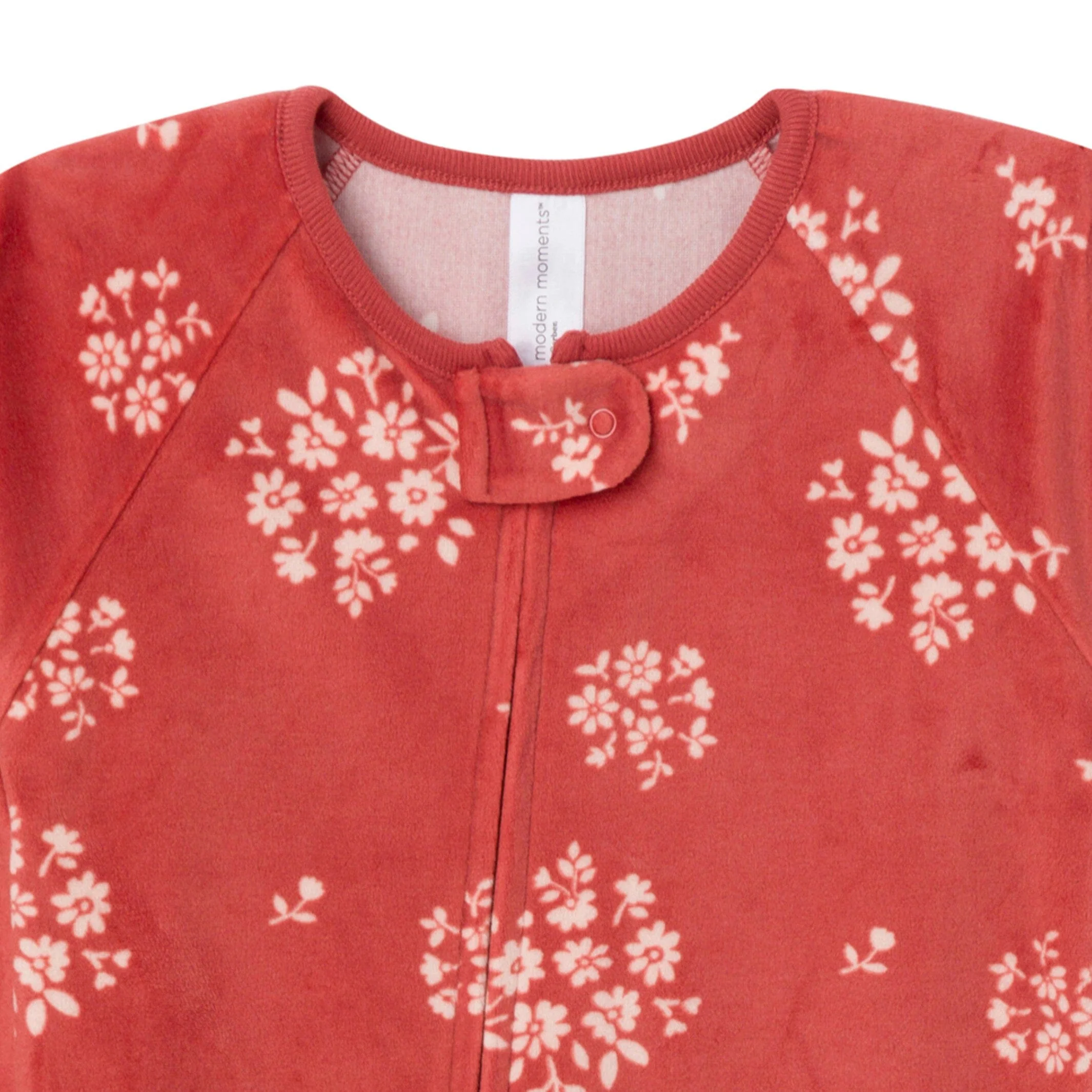 Infant and Toddler Girls Red Bouquet Footed Fleece Pajamas - Image 2