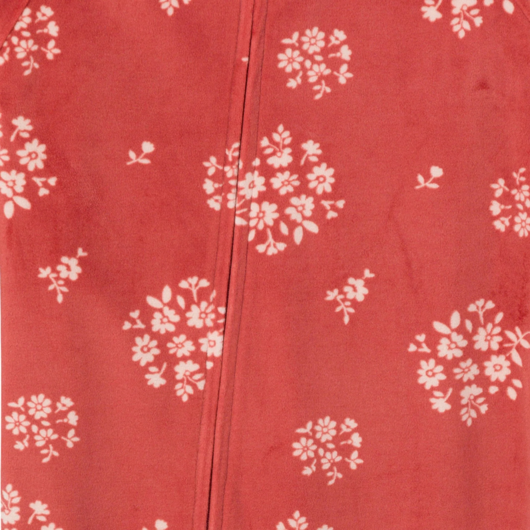 Infant and Toddler Girls Red Bouquet Footed Fleece Pajamas - Image 3