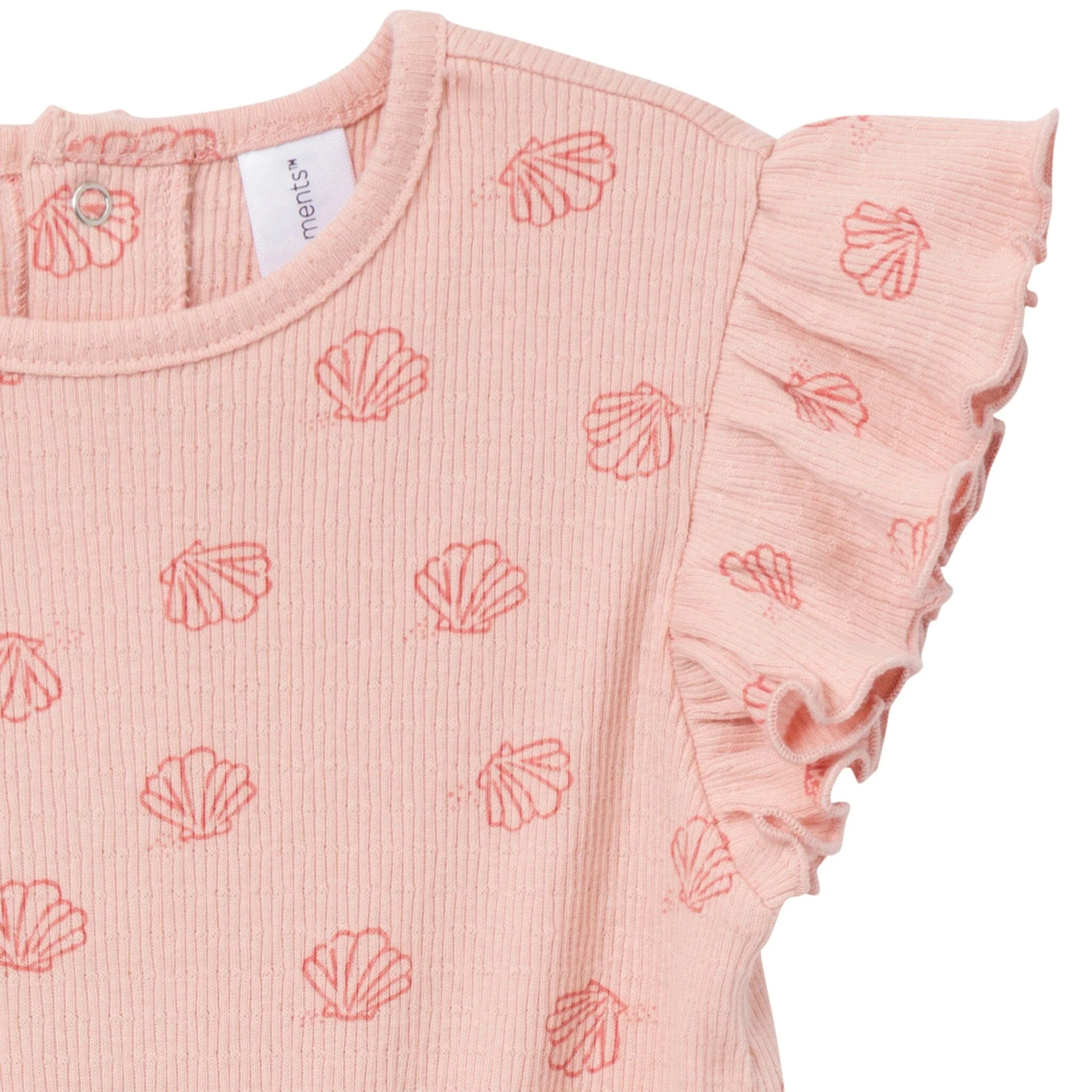 Infant & Toddler Girls Rose Seashells Flutter Sleeve Romper - Image 3