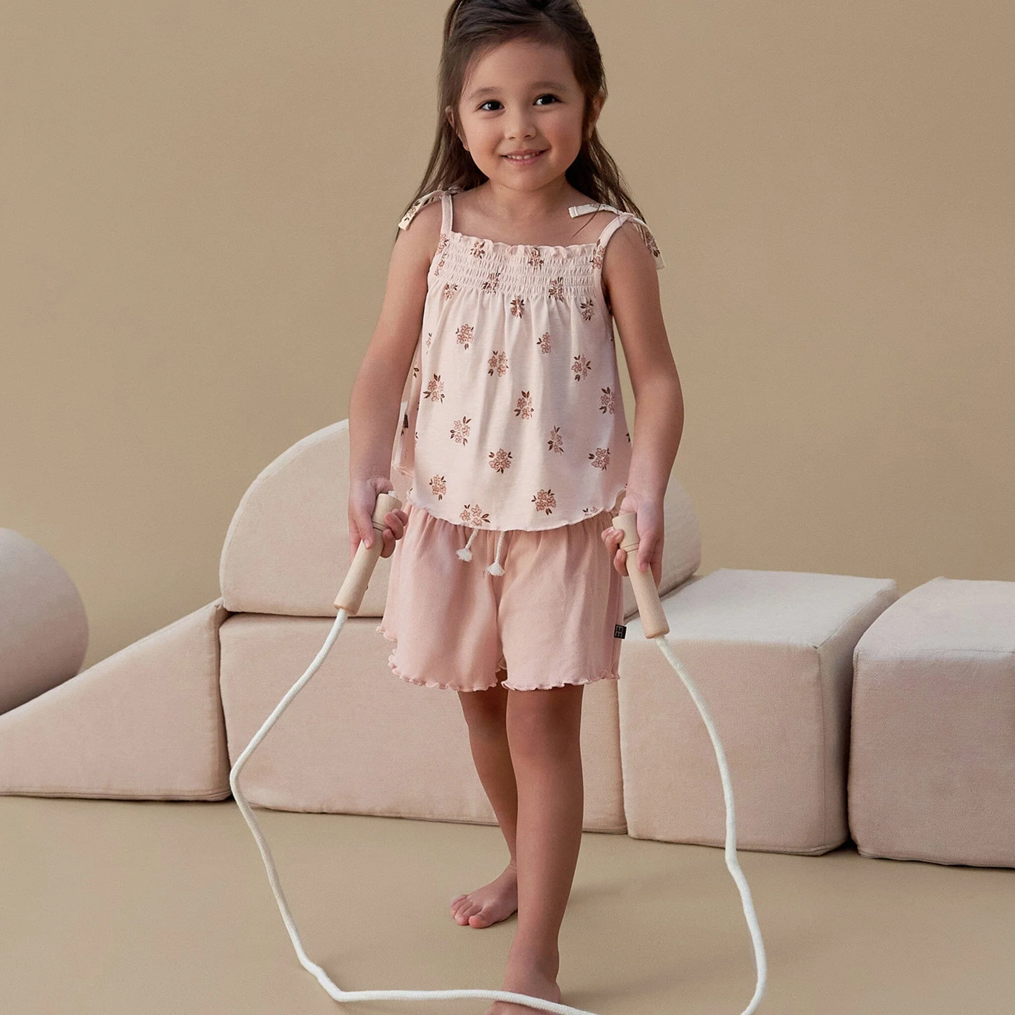 Infant & Toddler Girls Light Rose Smocked Wide Leg Shorts - Image 2