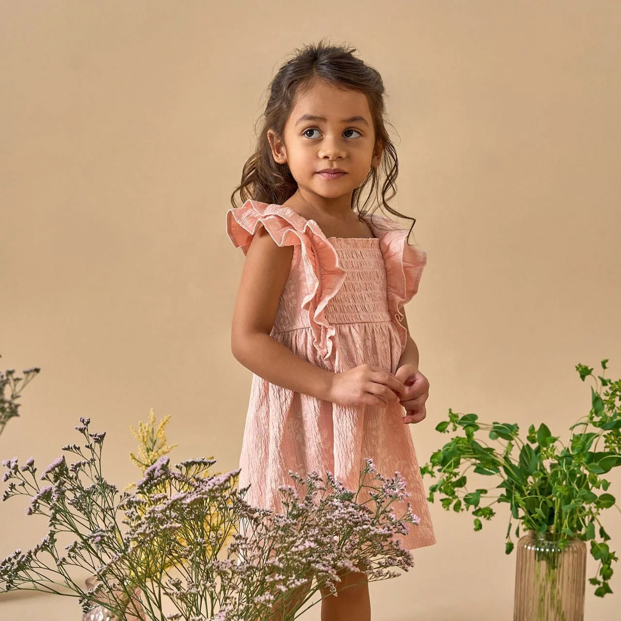 Infant & Toddler Girls Rose Wild Flowers Smocked Ruffle Dress - Image 2