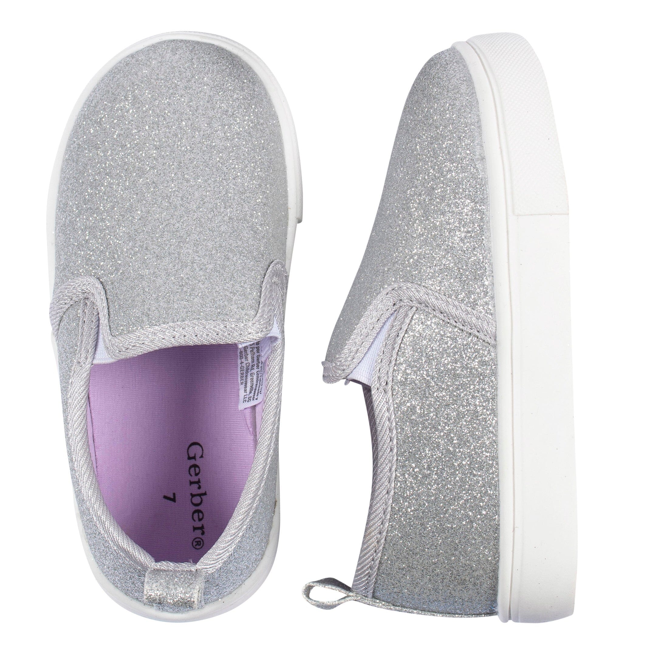 Infant & Toddler Girls Silver Glitter Slip-On Sneaker - Image 4