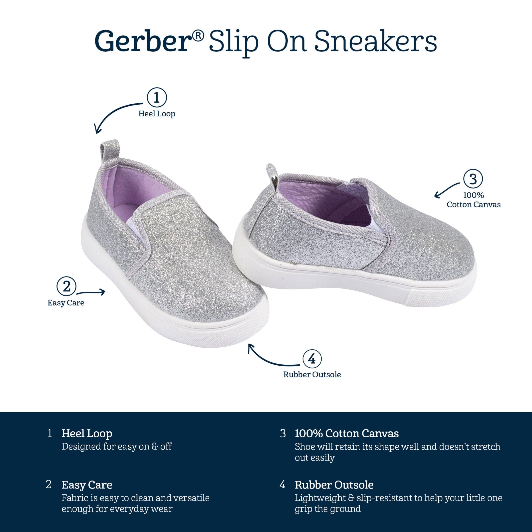 Infant & Toddler Girls Silver Glitter Slip-On Sneaker - Image 7