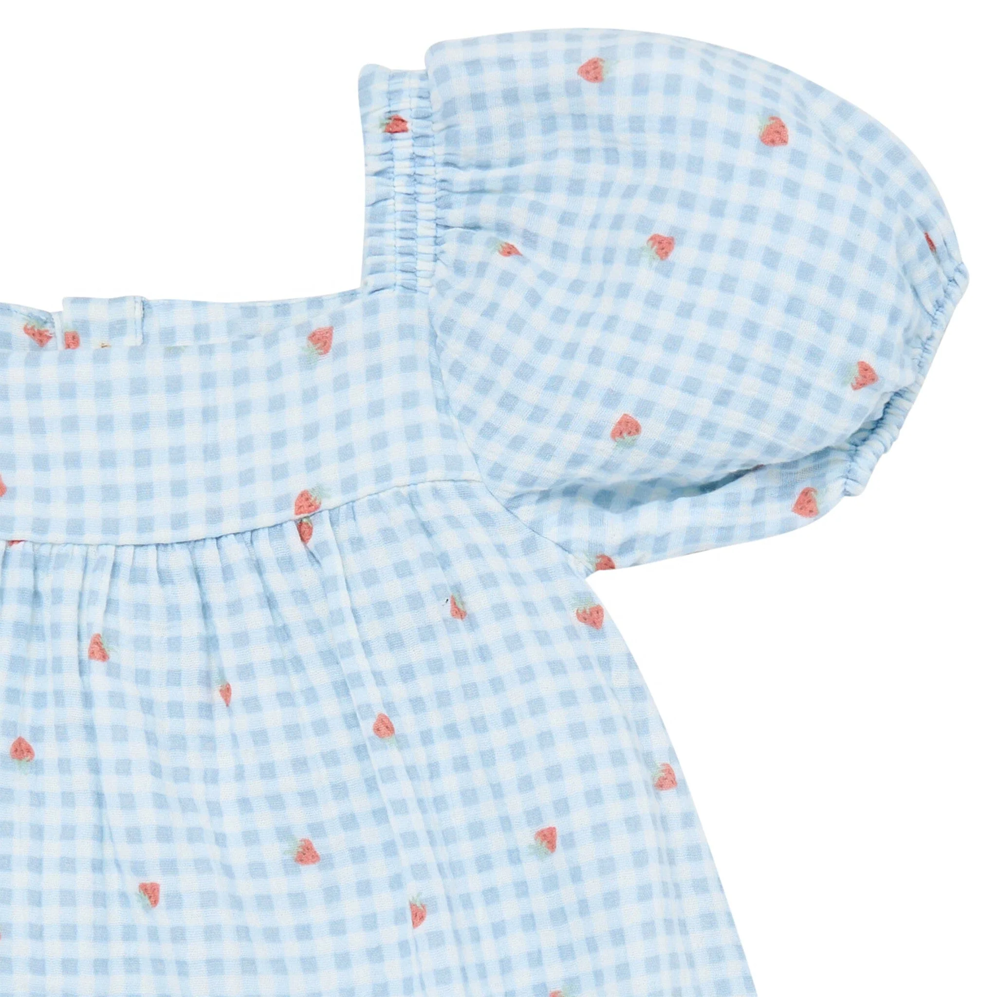 Infant & Toddler Girls Strawberry Gingham Puff Sleeve Dress - Image 2