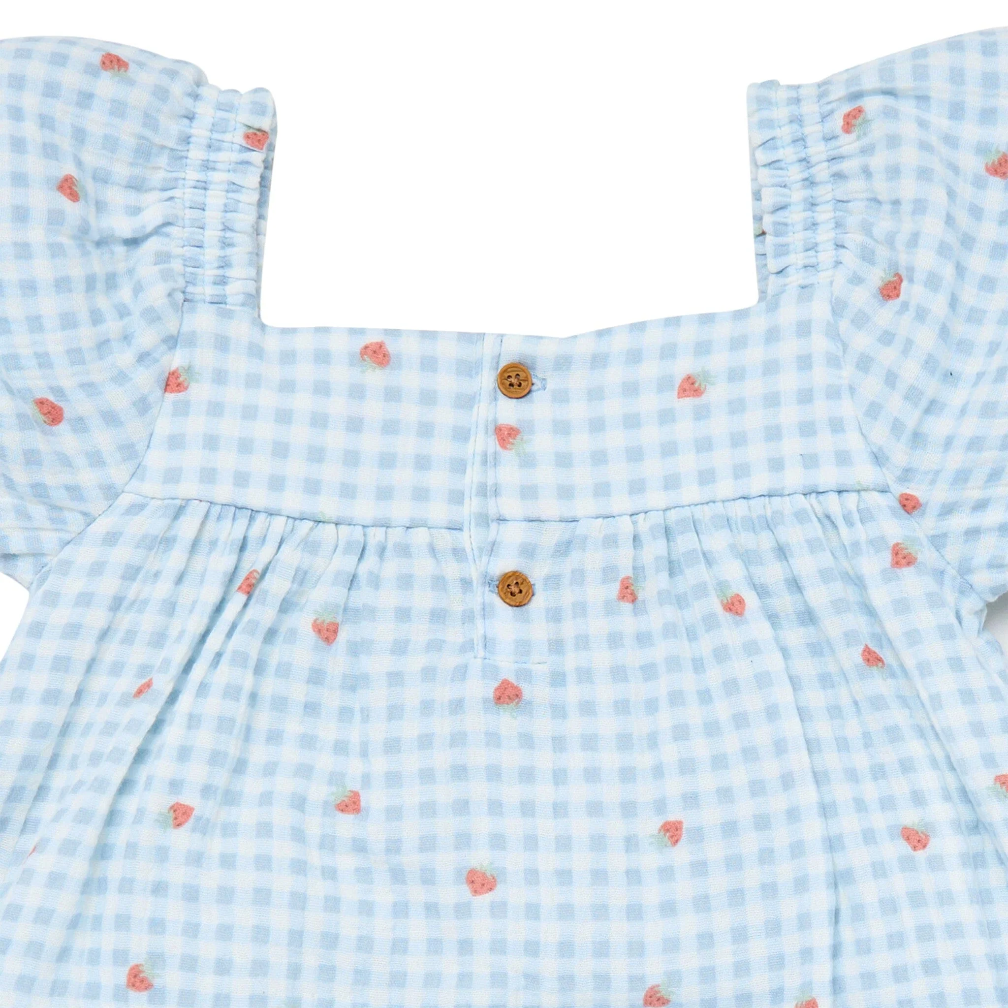 Infant & Toddler Girls Strawberry Gingham Puff Sleeve Dress - Image 4