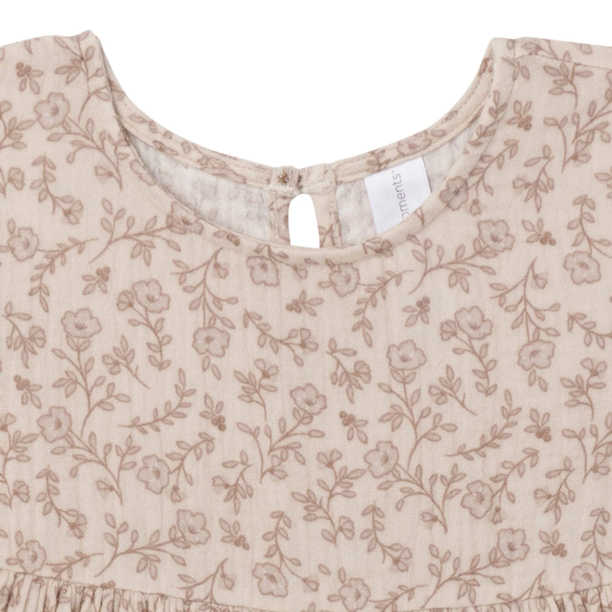 Infant & Toddler Girls Tan Floral Gauze Dress - Image 3