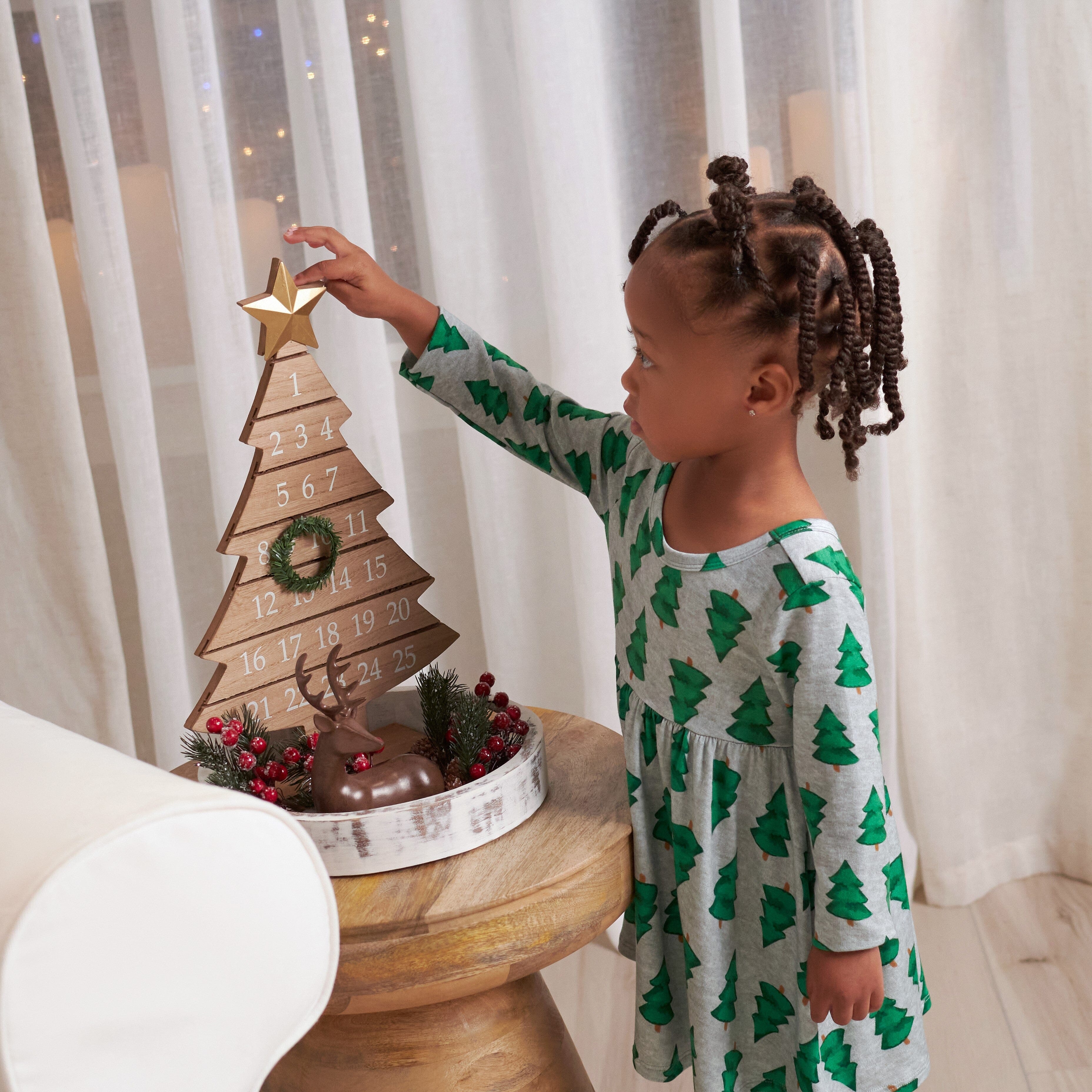 Toddler Girls Spruce Buttery Soft Viscose Made from Eucalyptus Holiday Twirl Dress - Image 3