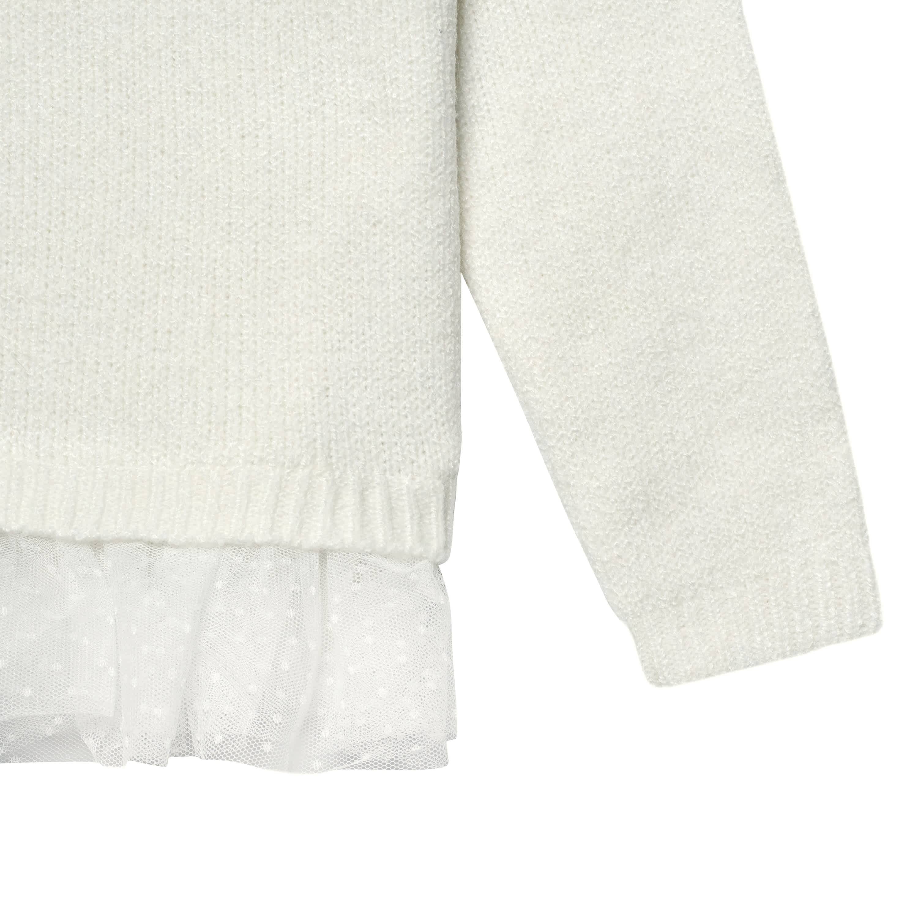 Infant & Toddler Girls White Sweater With Tulle Trim - Image 6