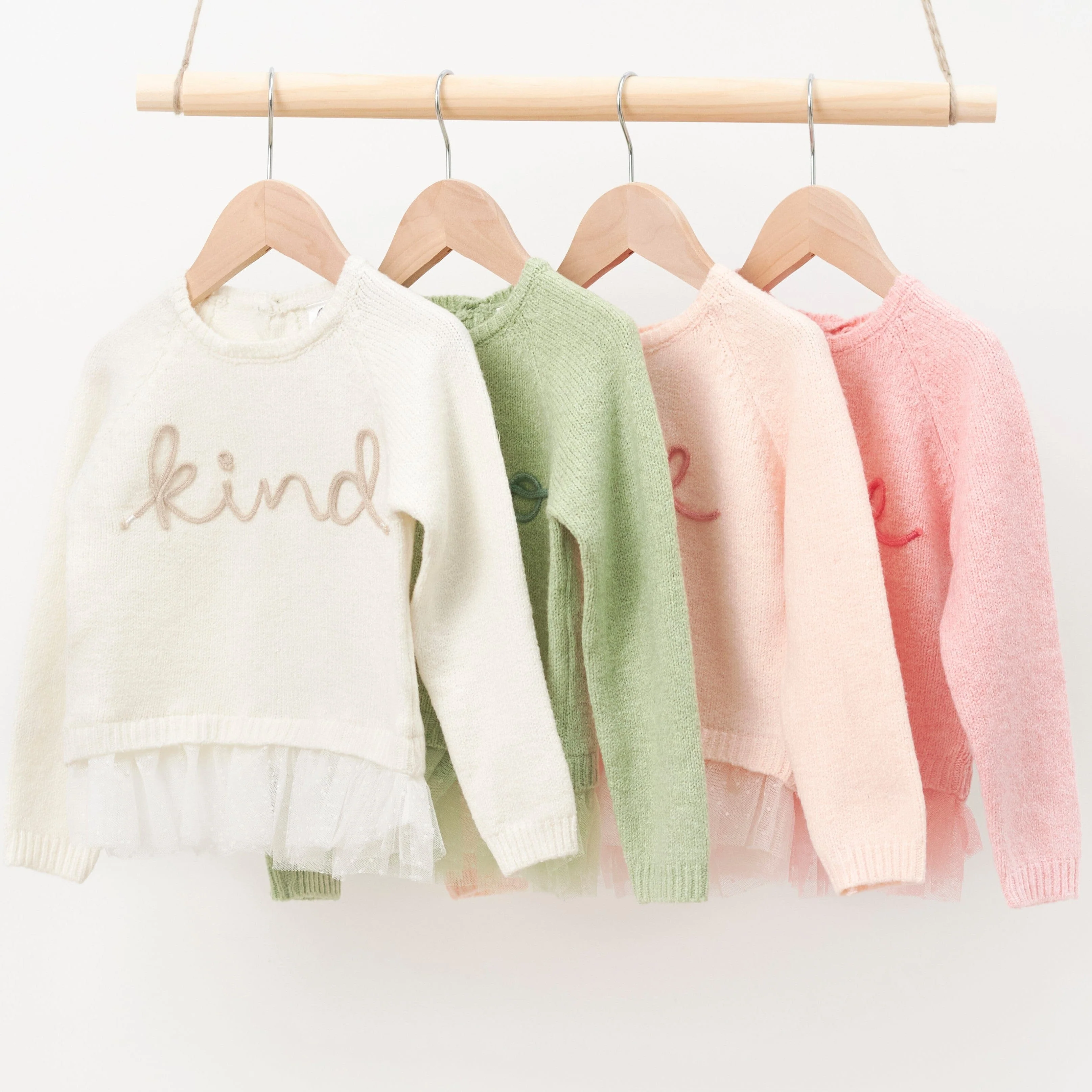 Infant & Toddler Girls White Sweater With Tulle Trim - Image 8