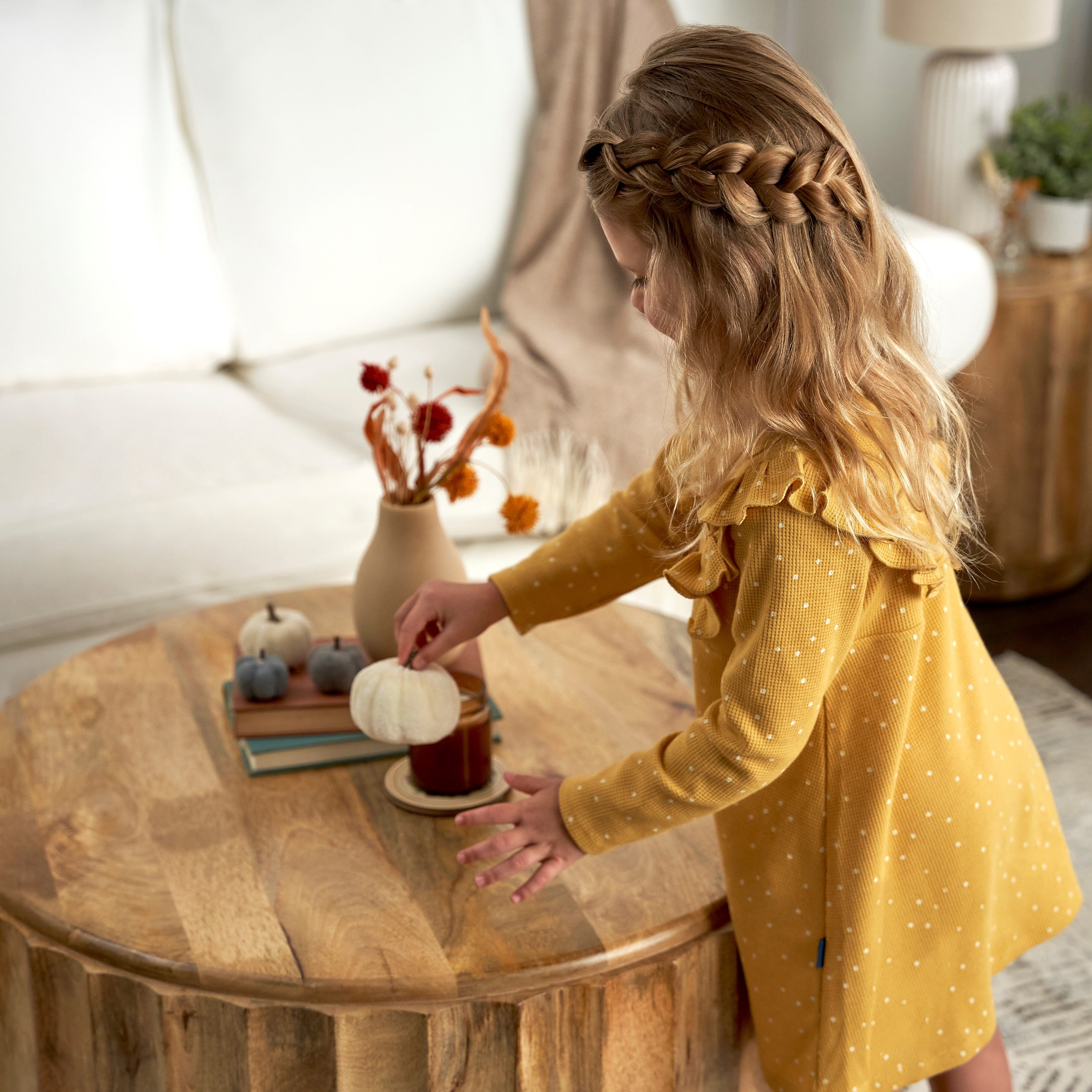 Infant and Toddler Girls Yellow Dots Dress with Ruffle - Image 3
