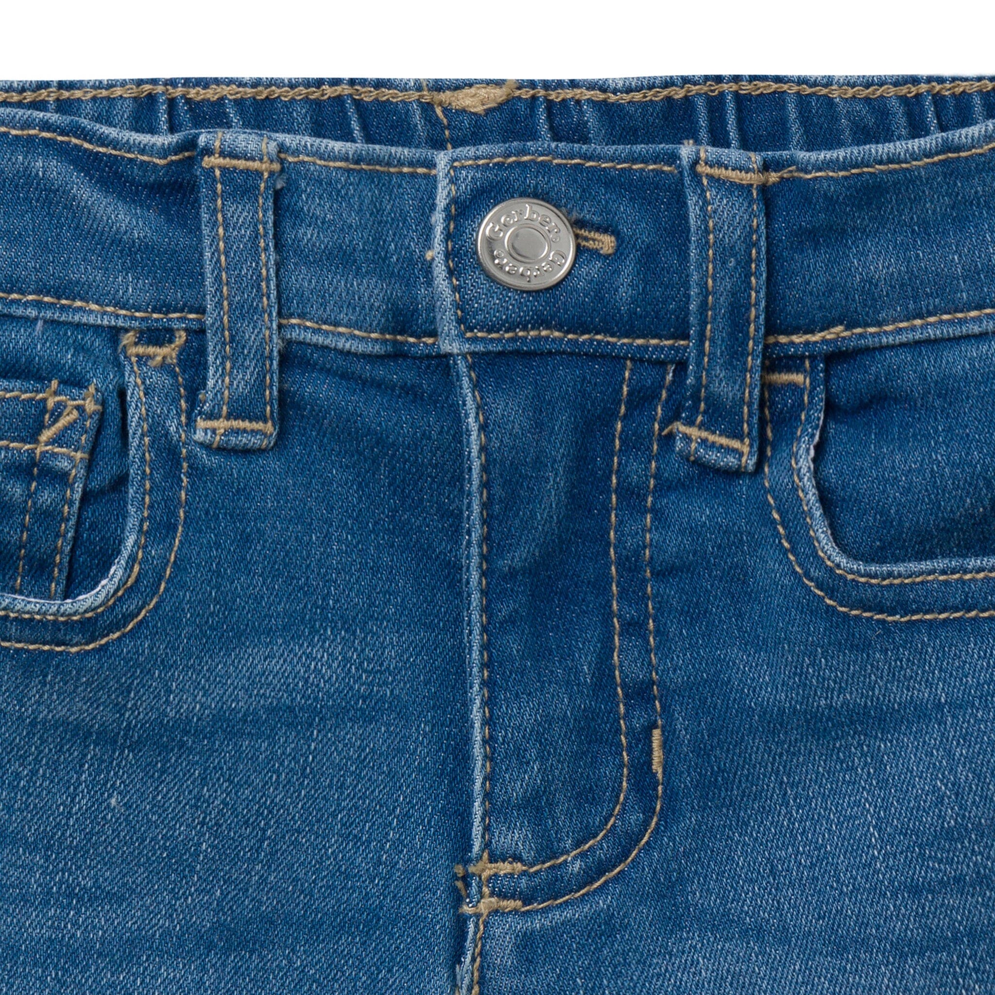 Infant & Toddler Neutral Light Wash Denim Shorts - Image 5