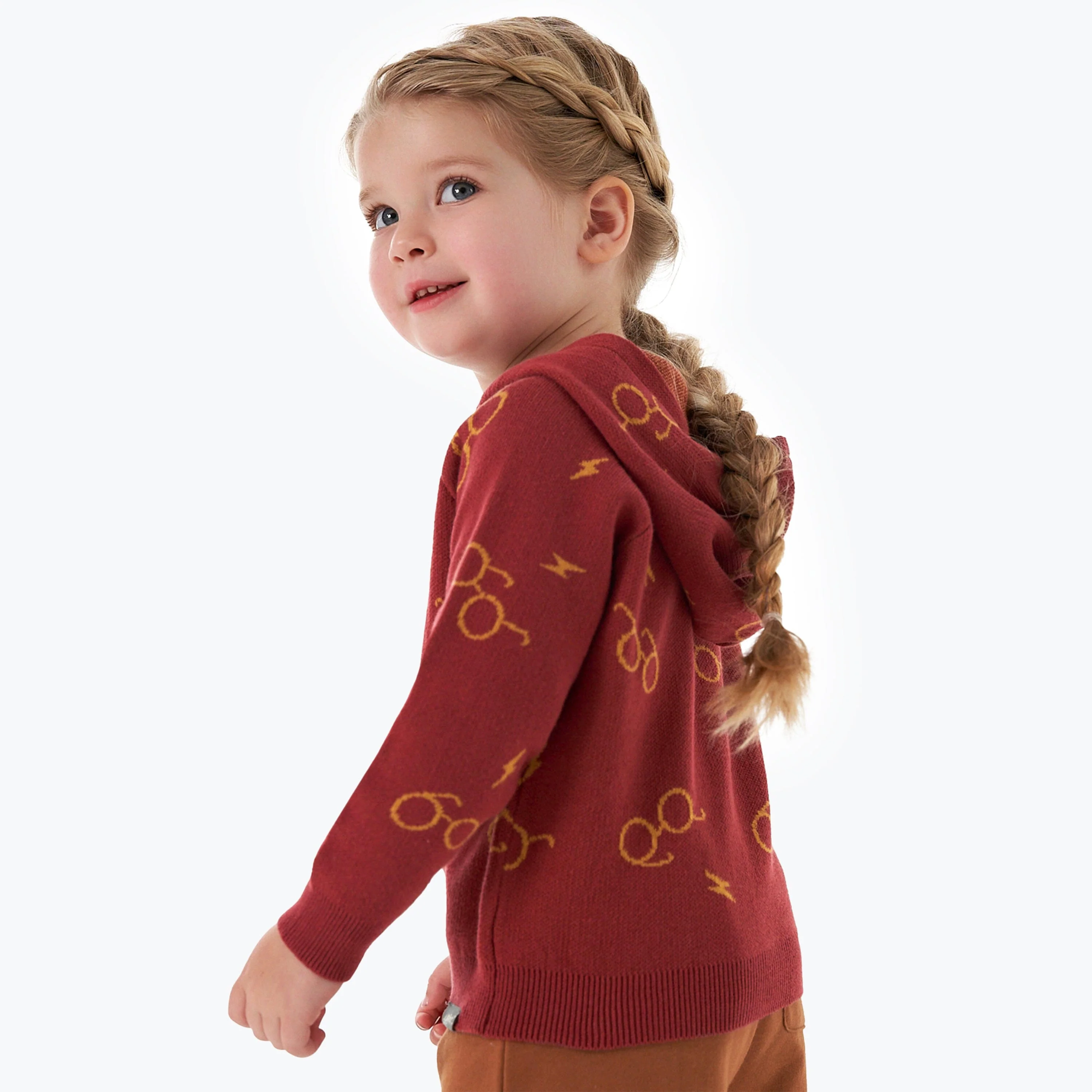 Infant and Toddler Neutral Red Glasses Hoodie - Image 3