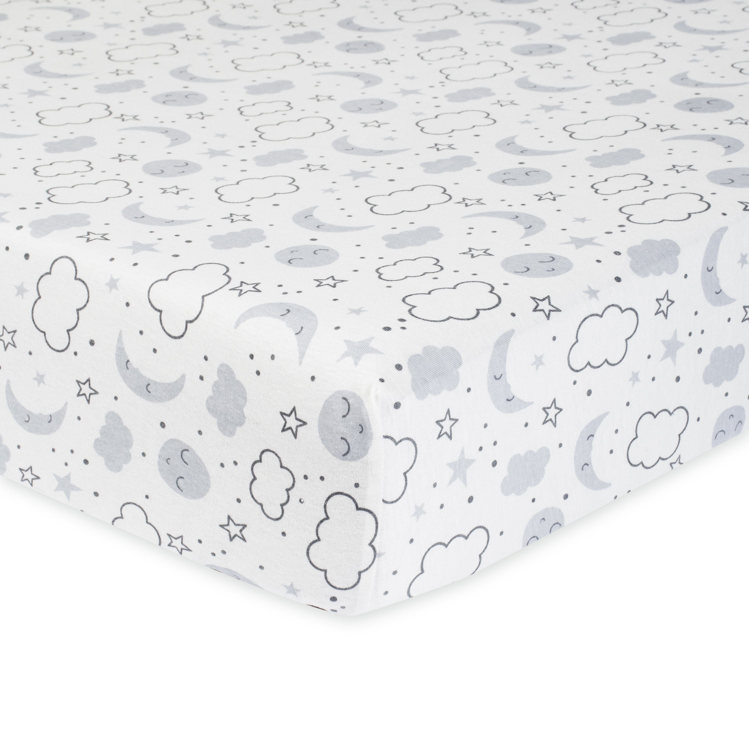 1-Pack Neutral Clouds Organic Fitted Crib Sheet